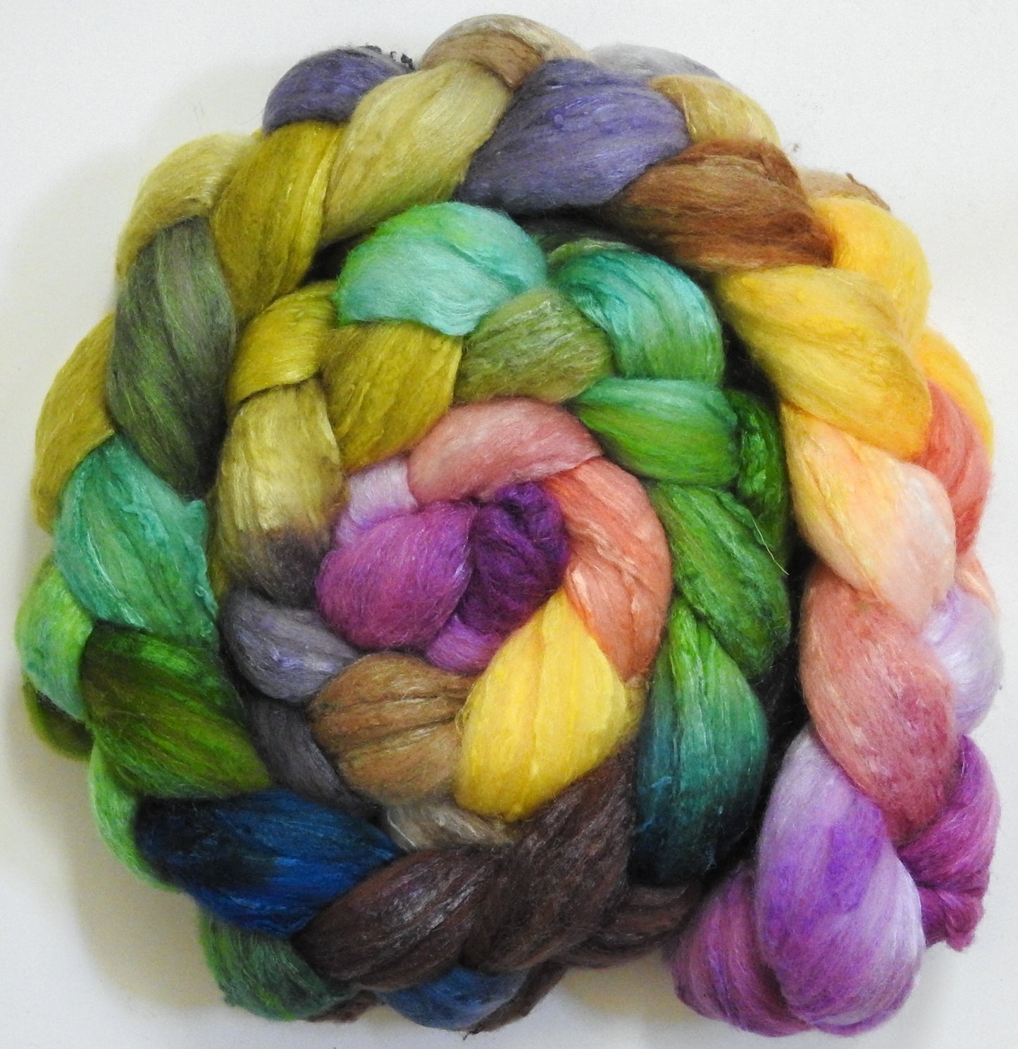 Rivendell (5.6 oz) - Batt in a Braid #66 - Cormo/ Tussah Silk / Silk Slubs(60/25/15)
