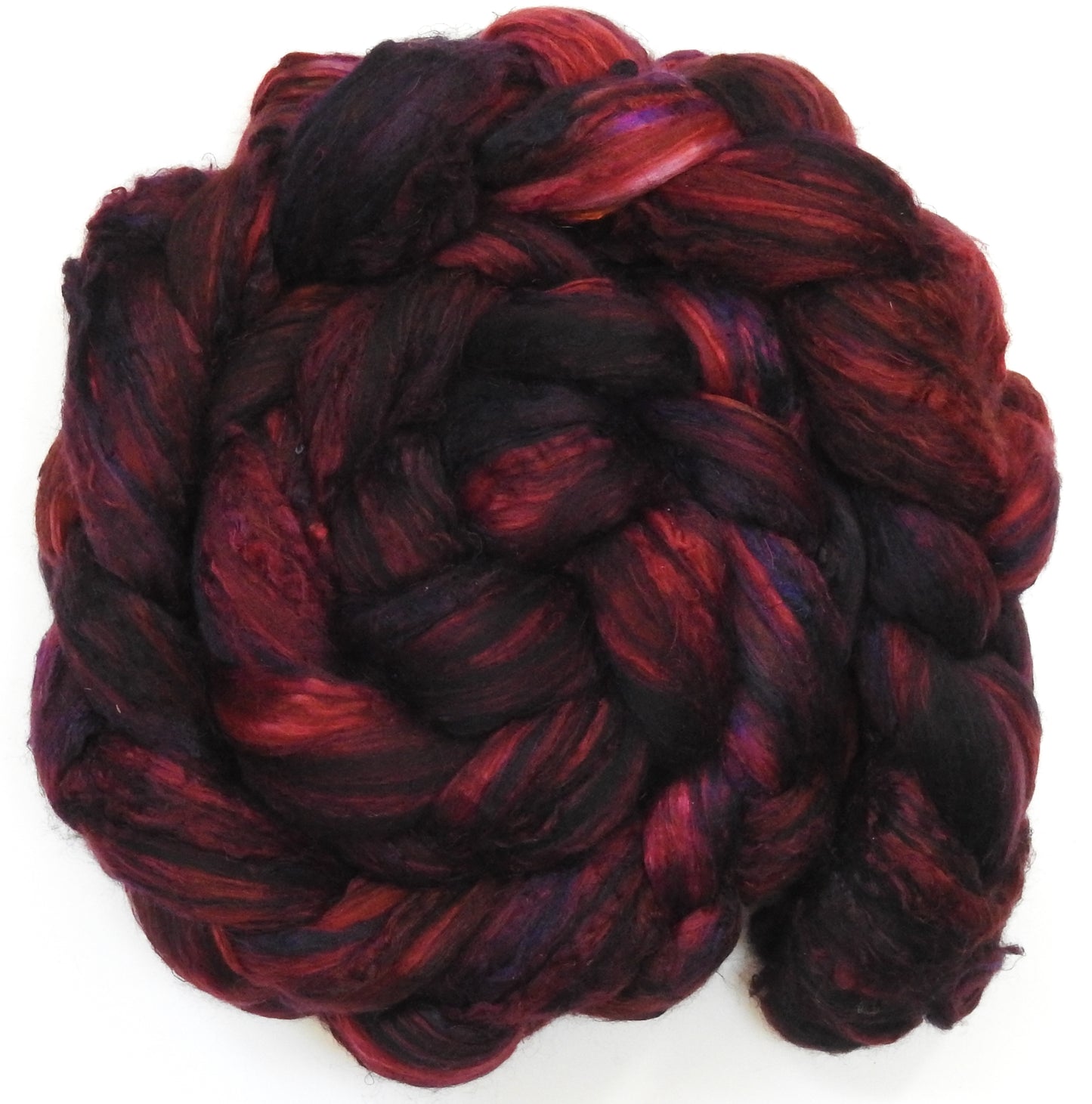 Universal Donor (5.7 oz) - Batt in a Braid #39 - Merino/ Mulberry Silk / Sari Silk (50/25/25)