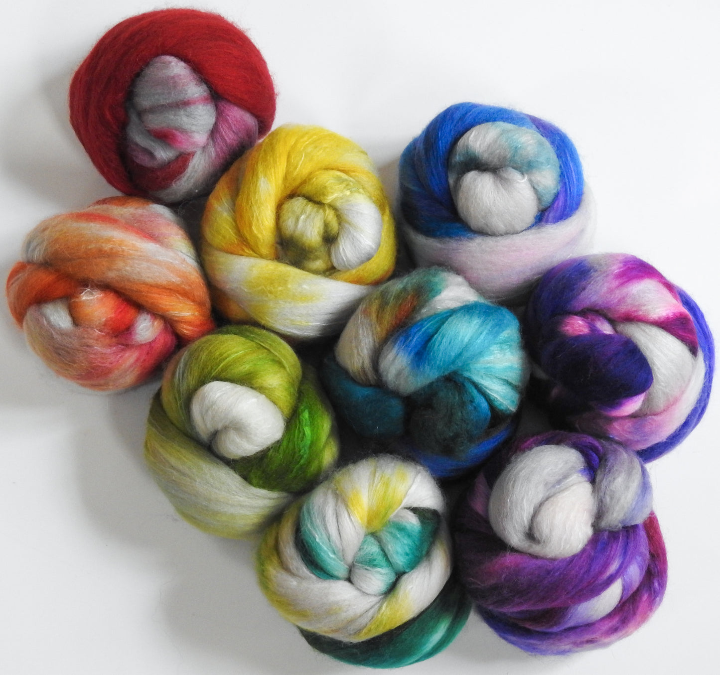 Roy G Biv (with a side of Clouds) -Gradient Set -(12.6 oz) - BinaB#63-(Cormo/camel/silk)