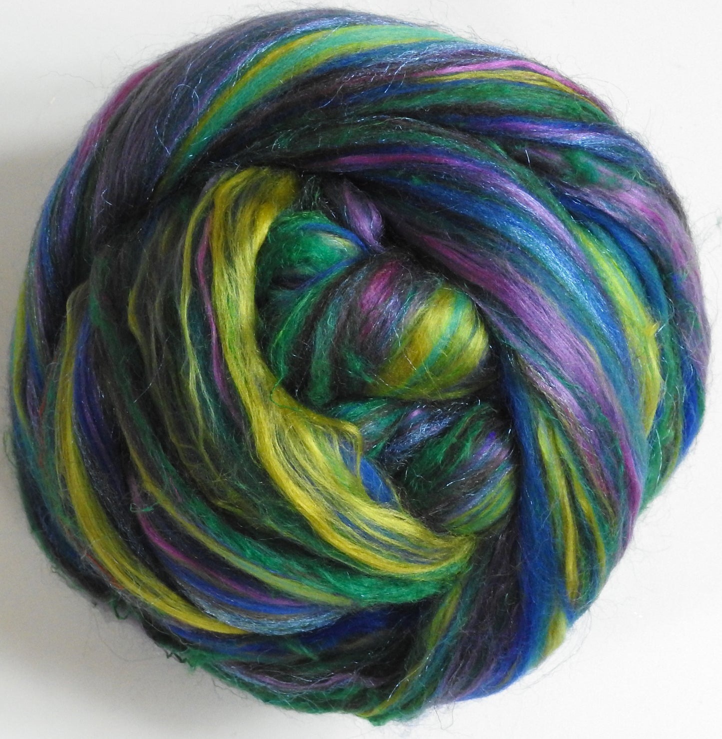 Violetear - Custom Blended Top- Merino/ Mulberry Silk/ Corriedale /Sari Silk/ Trilobal Nylon (40/25/15/10/10)
