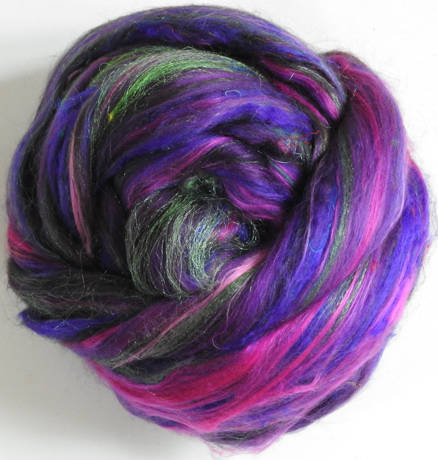 Violet Sabrewing - Custom Blended Top- Merino/ Mulberry Silk/ Corriedale /Sari Silk/ Trilobal Nylon (40/25/15/10/10)