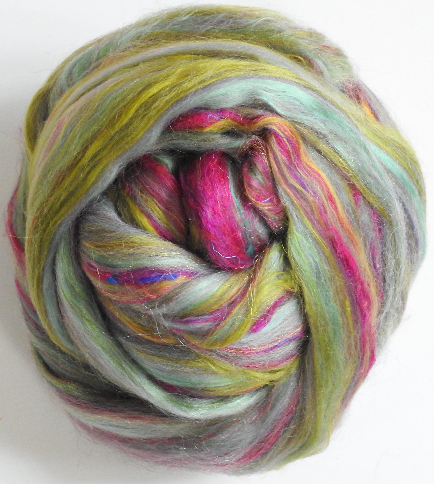 Anna's Hummingbird - Custom Blended Top- Merino/ Mulberry Silk/ Corriedale /Sari Silk/ Trilobal Nylon (40/25/15/10/10)