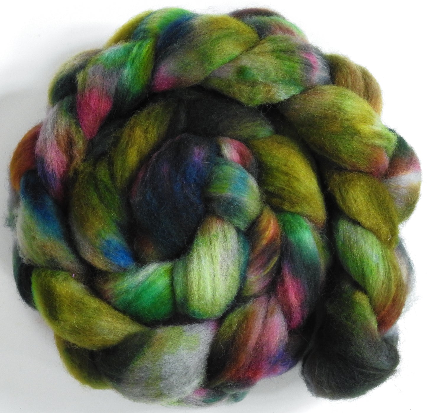 Magic Beans (6 oz) - Batt in a Braid #60- Southdown/ Bfl/ Bio-nylon (50/25/25)