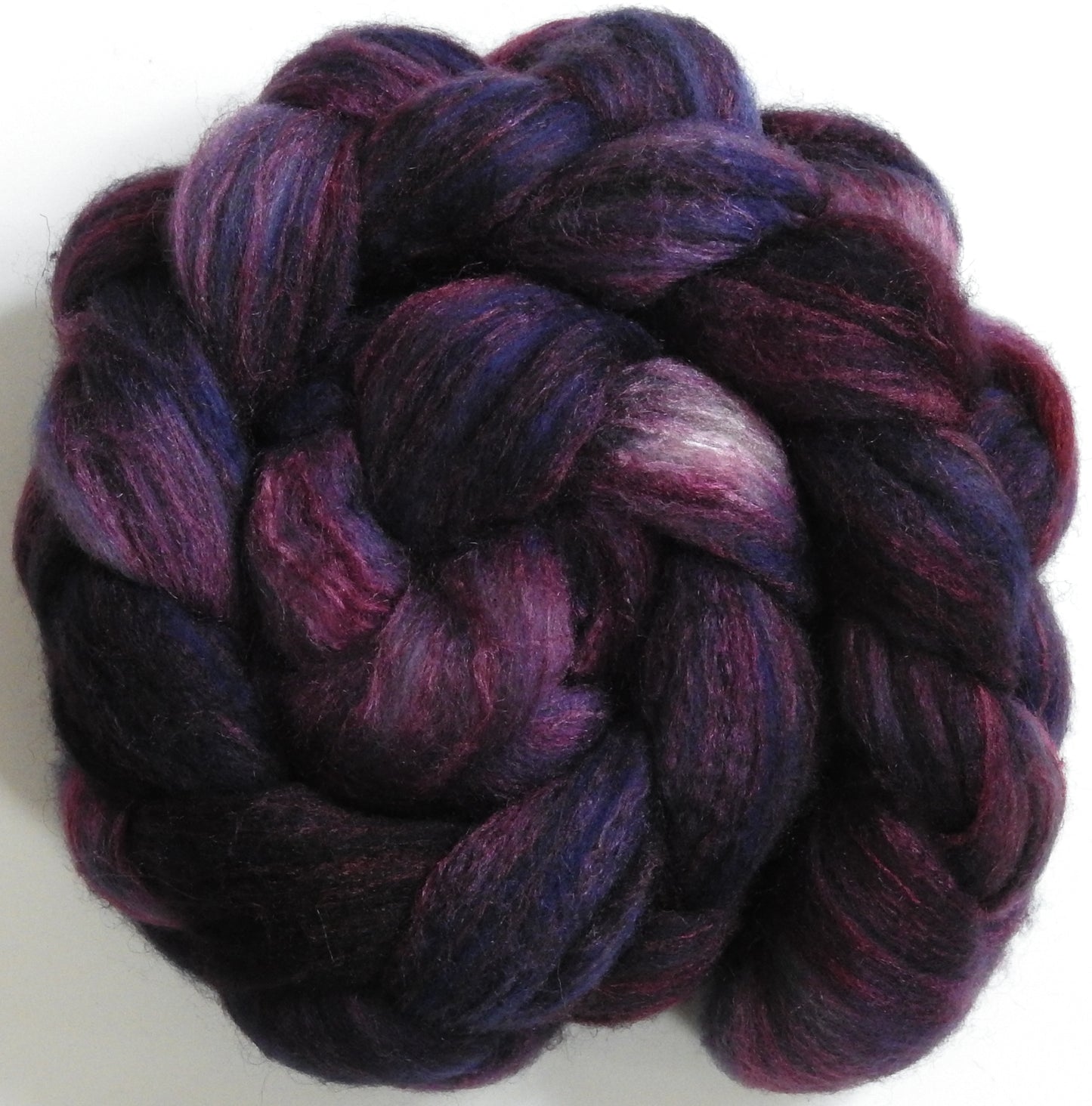 Banshee (4.4 oz)-Batt in a Braid #27- Lt. Grey Shetland/ Falkland Merino / tussah silk (50/25/25)
