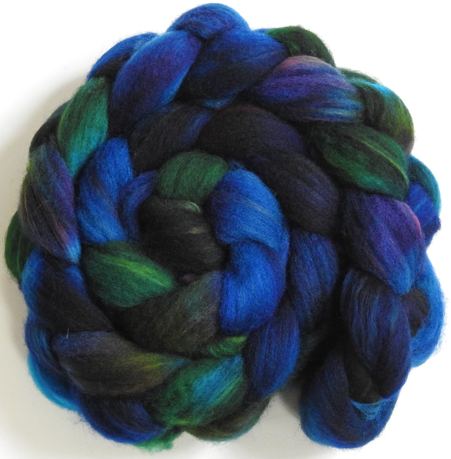 Blue Hour (5.9 oz) - Batt in a Braid #60- Southdown/ Bfl/ Bio-nylon (50/25/25)