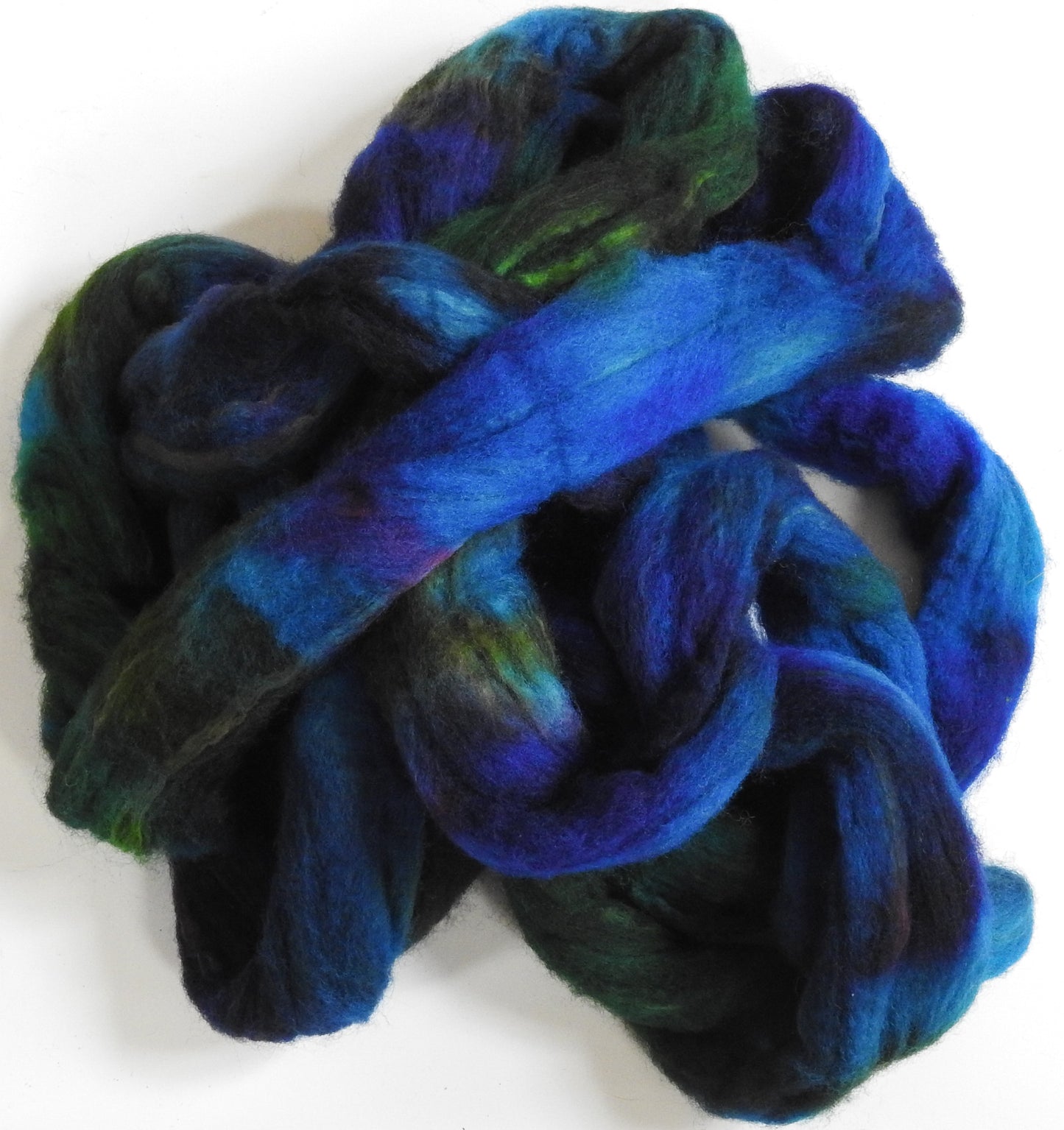 Blue Hour (5.9 oz) - Batt in a Braid #60- Southdown/ Bfl/ Bio-nylon (50/25/25)
