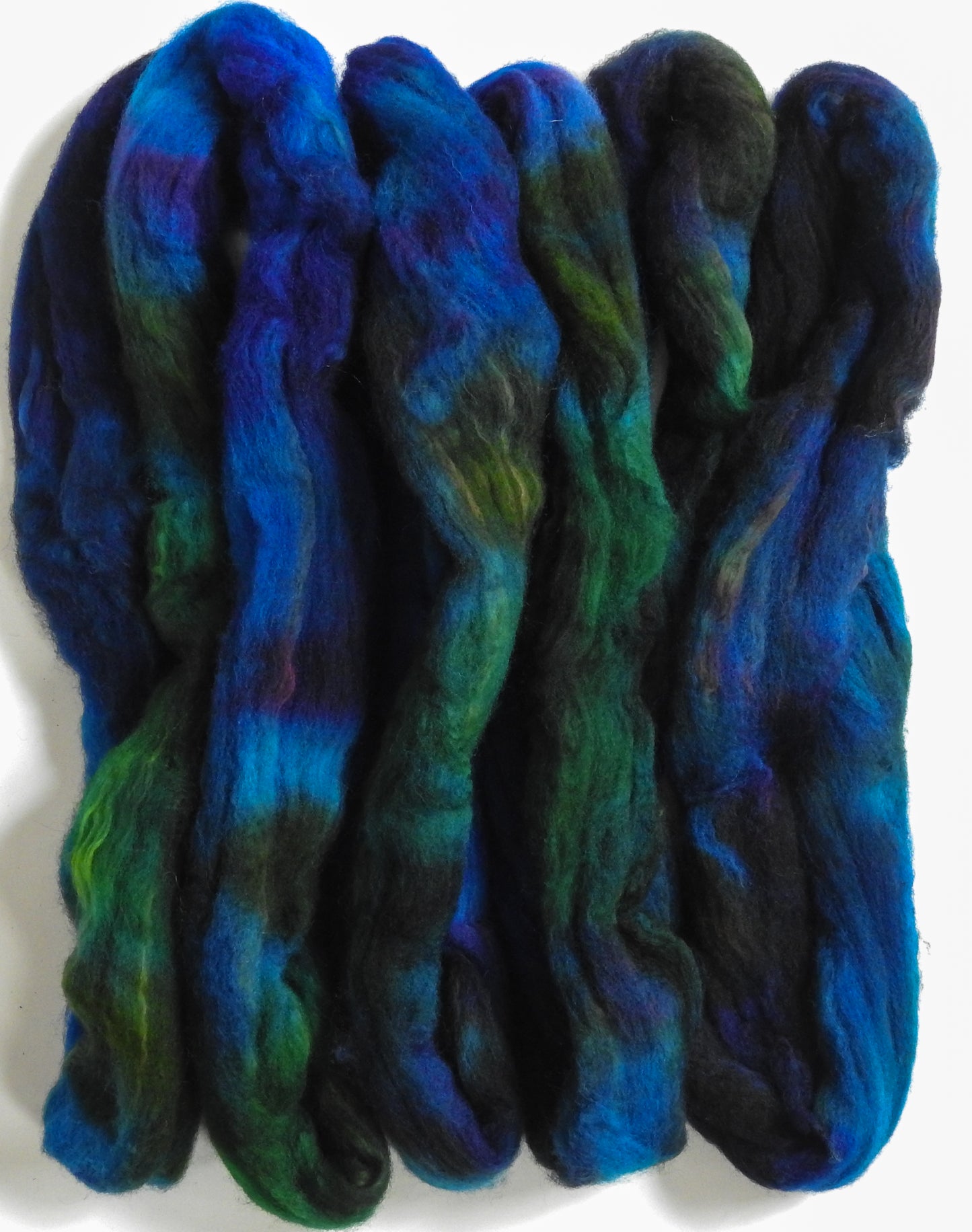 Blue Hour (5.9 oz) - Batt in a Braid #60- Southdown/ Bfl/ Bio-nylon (50/25/25)