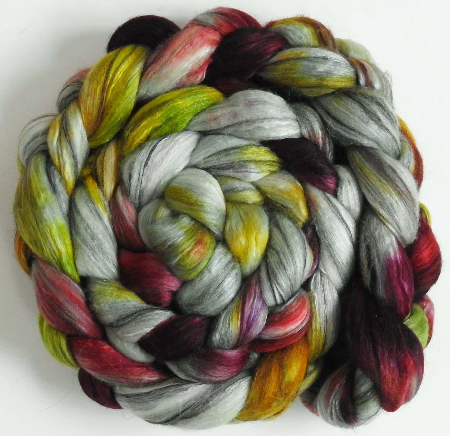 Brillig (5.7 oz.) - Batt in a Braid #9 - Superfine Merino/ Mulberry Silk / Black Alpaca (50/40/10)