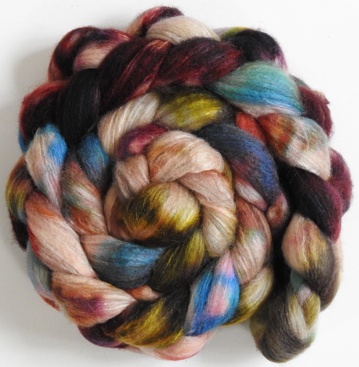 Tempest in a Teapot (5.7 oz)-Batt in a Braid #27- Lt. Grey Shetland/ Falkland Merino / tussah silk (50/25/25)