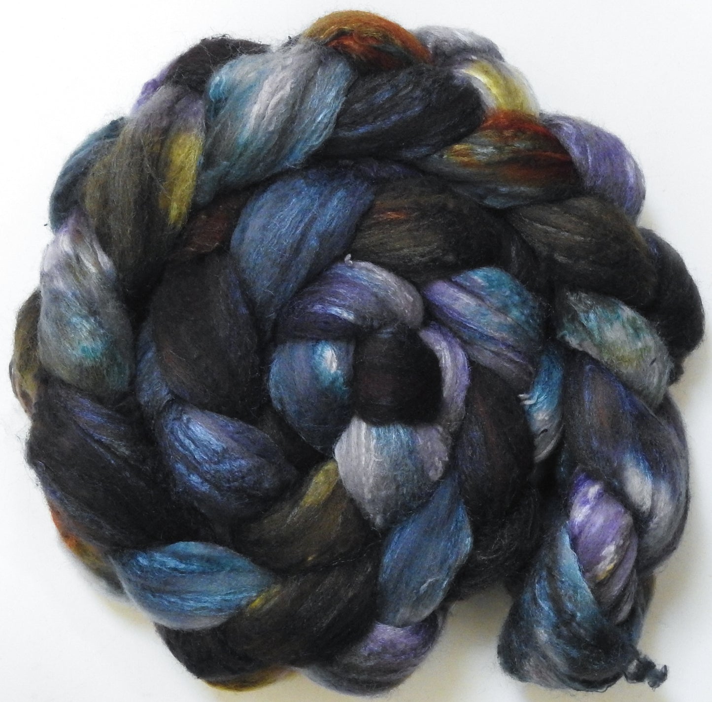 Oliphaunt (5.7 oz) - Batt in a Braid #66 - Cormo/ Tussah Silk / Silk Slubs(60/25/15)