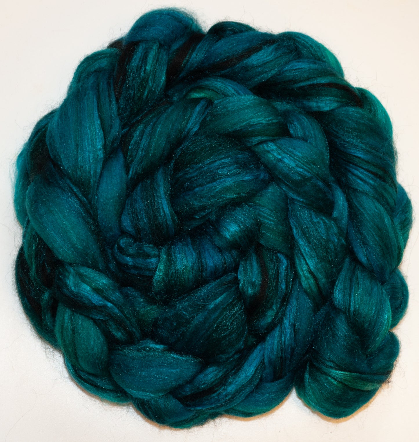 Fairy Pools -Batt in a Braid #9 -(4.7 oz.) Superfine Merino/ Mulberry Silk / Black Alpaca (50/40/10)