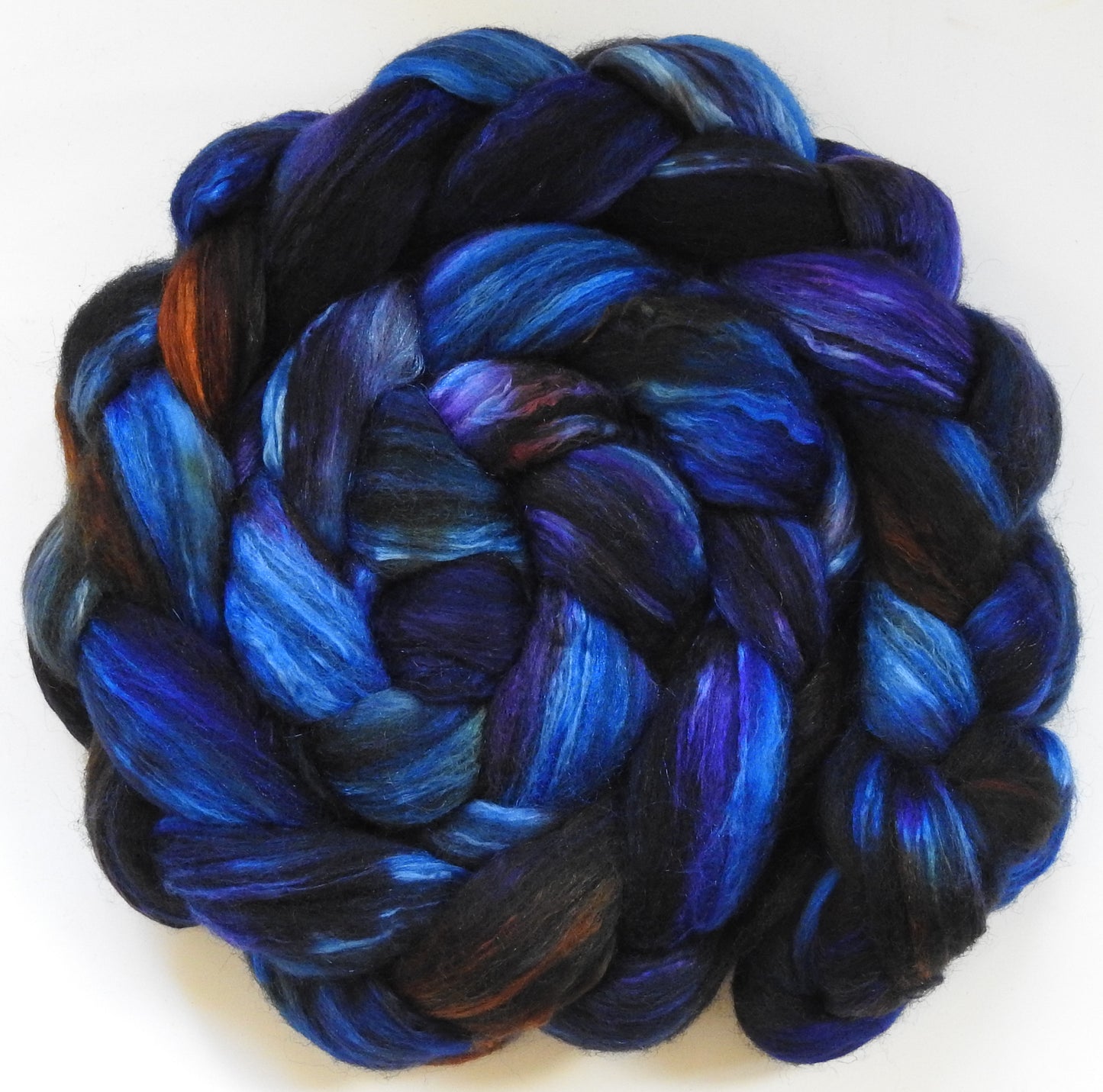Moonlight Sonata - Batt in a Braid #7 - Polwarth/ Manx / Mulberry silk/ Firestar (30/30/30/10)
