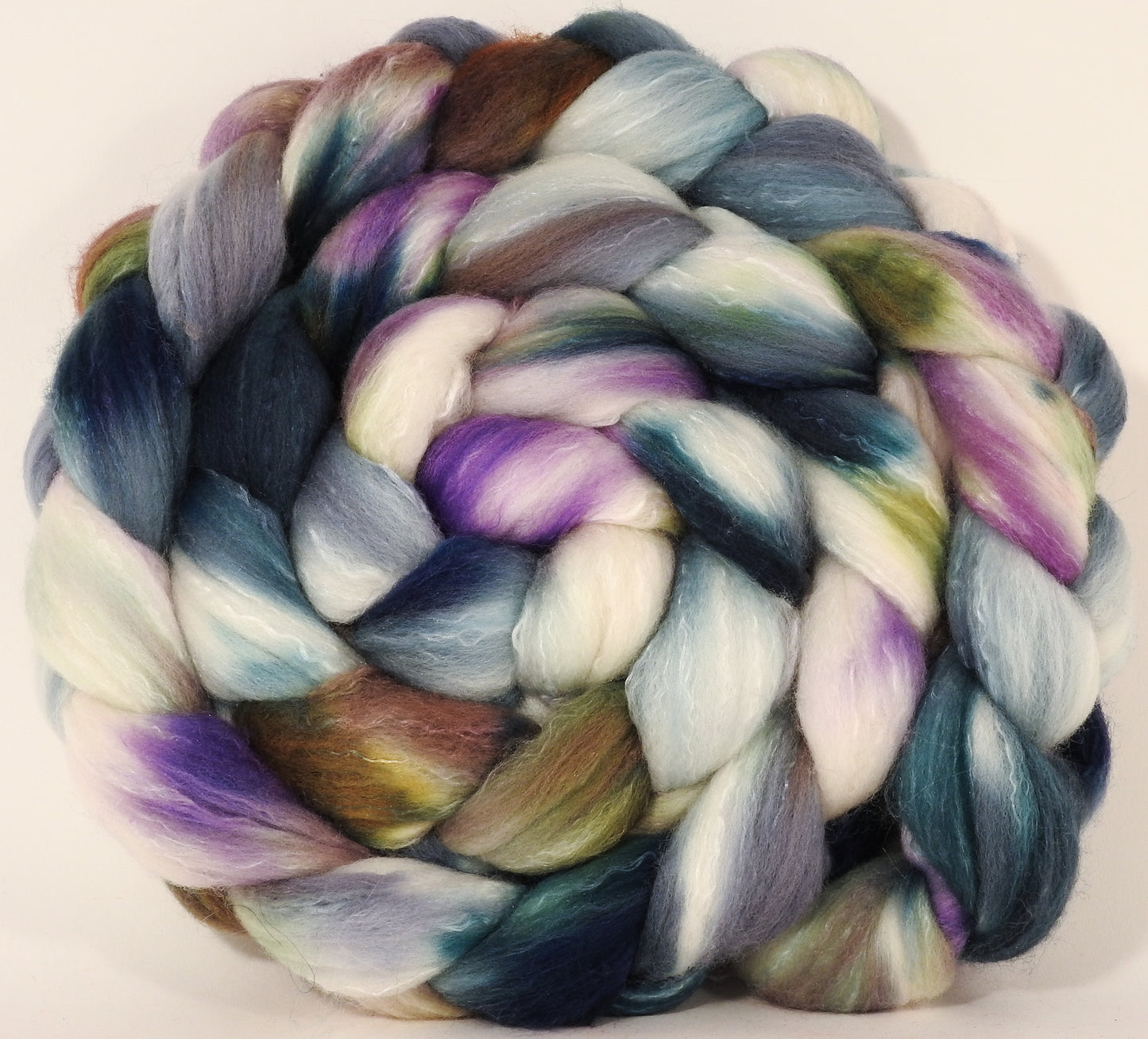 RESERVED for JerseyLightning - Hand dyed top for spinning -Oysters- (5.3 oz.x2) Organic Polwarth / Tussah silk (80/20) - Inglenook Fibers
