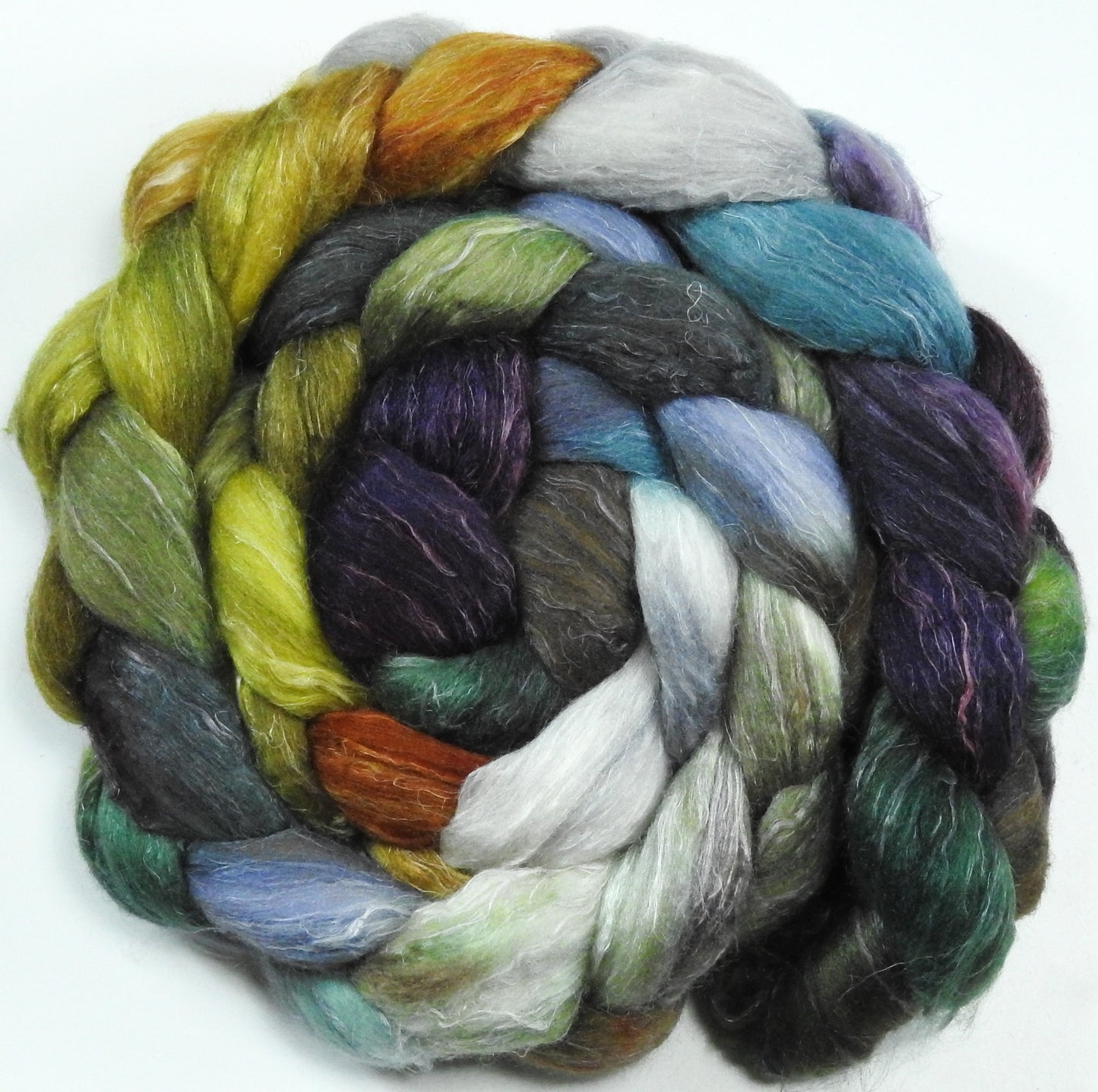 Stone Quarry -Batt in a Braid #29 -(5.8 oz.) Rambouillet / Tussah / Flax (40/40/20)