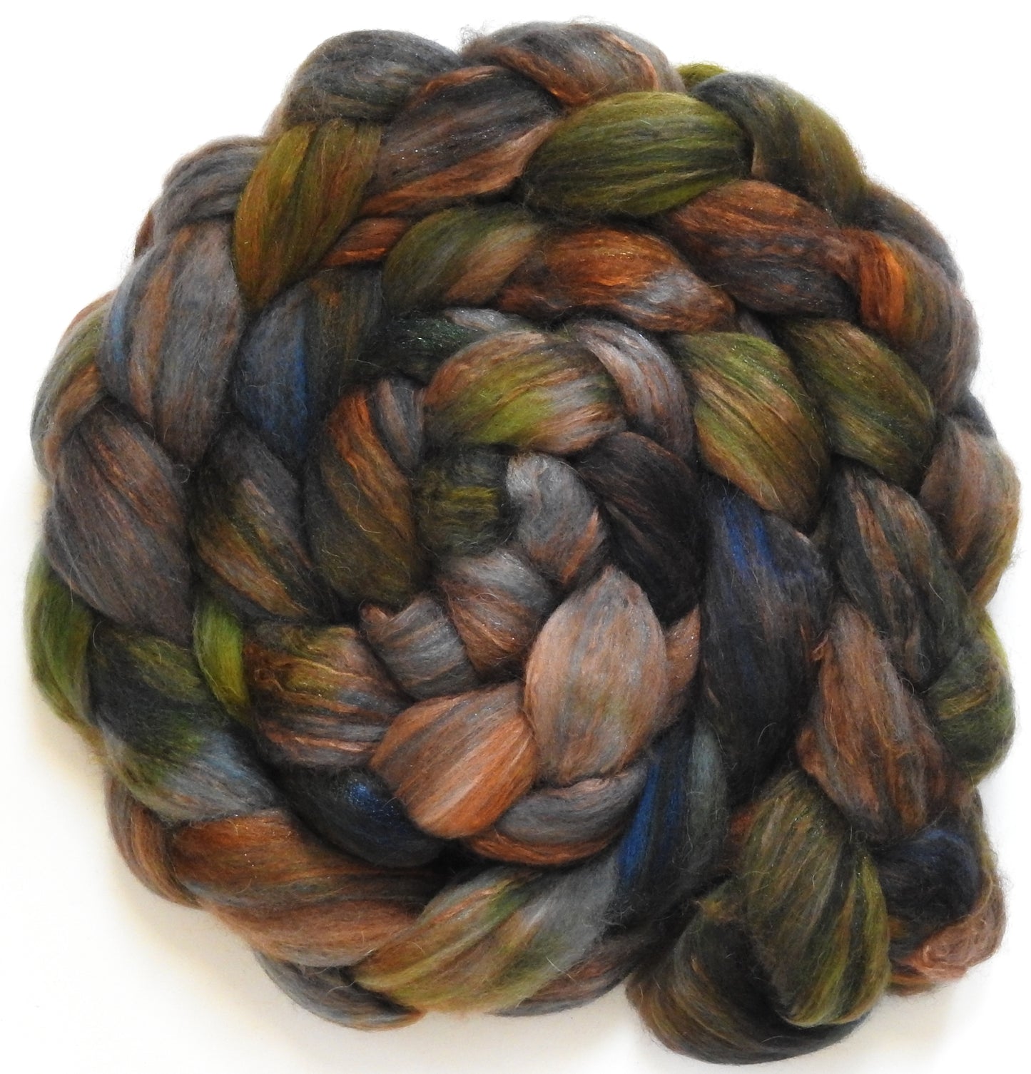 Flint (5.7 oz) - Batt in a Braid #5 - Merino/ Camel/ silk/ faux cashmere/ firestar (25/25/25/13/12)