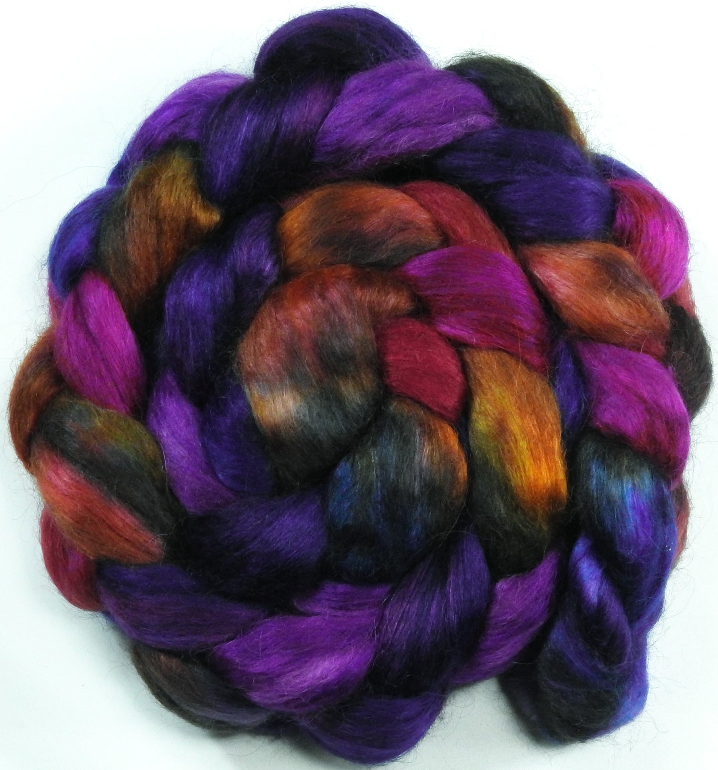 Esther (6 oz) - Batt in a Braid #52- Wensleydale/ Mulberry silk/ Polwarth (60/25/15)
