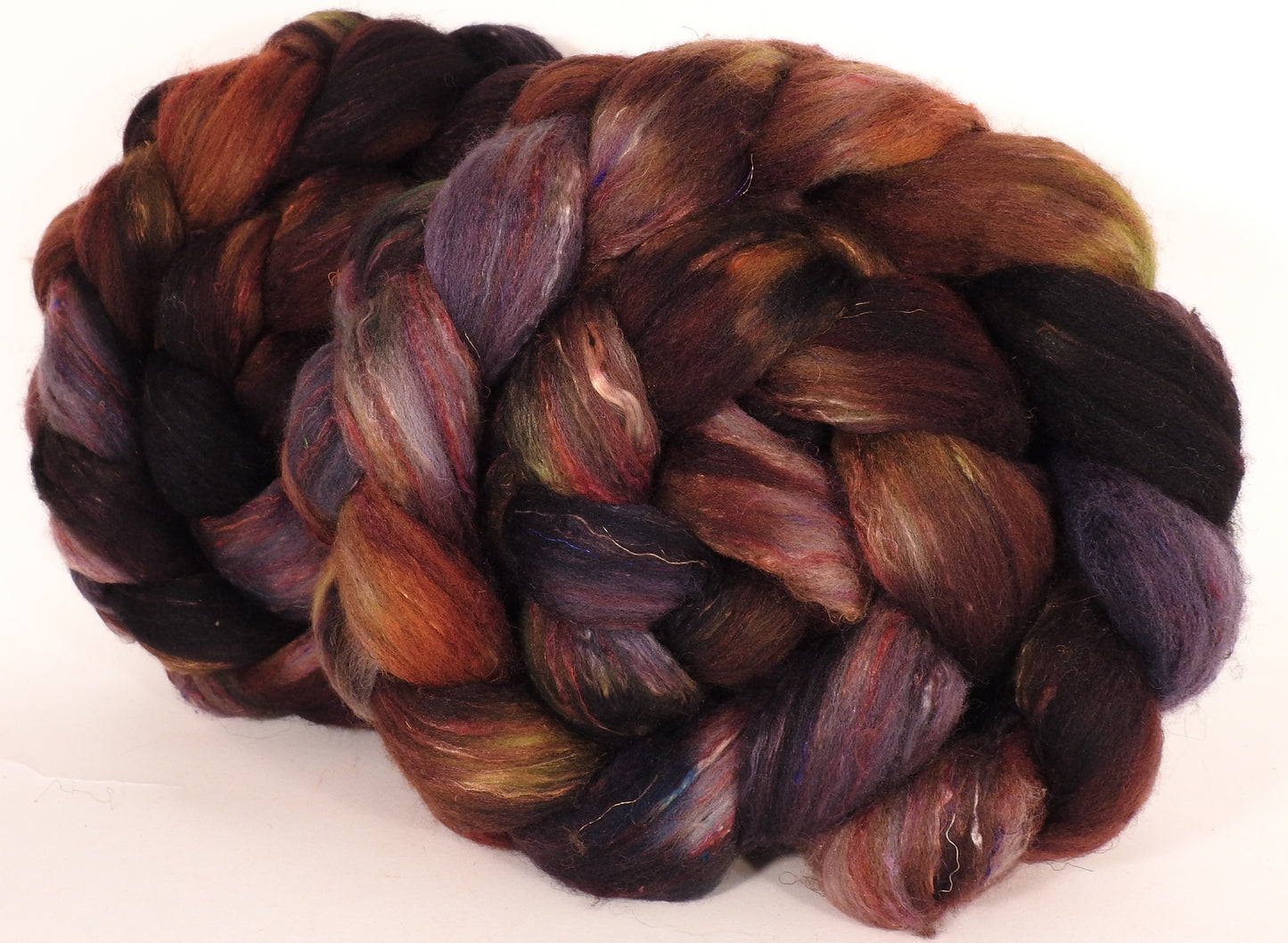 RESERVED for jkld11- Batt in a Braid #39-The Walrus -(5.1 oz.) Falkland Merino/ Mulberry Silk / Sari Silk (50/25/25) - Inglenook Fibers