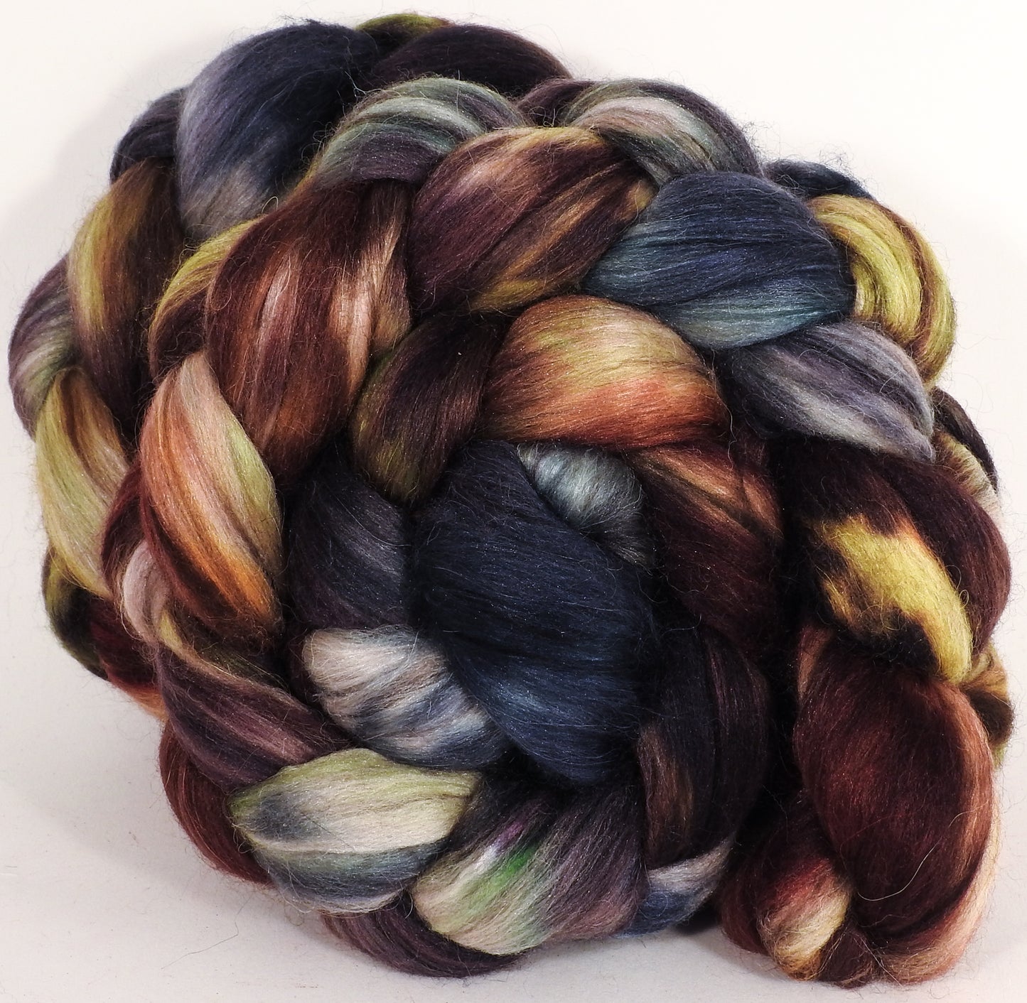 RESERVED for missalicefaye - Batt in a Braid #40 - Walrus -(4.5 oz.) YAK / Baby Alpaca / Mulberry silk/ Merino (18 mic)(30/30/30/10) - Inglenook Fibers