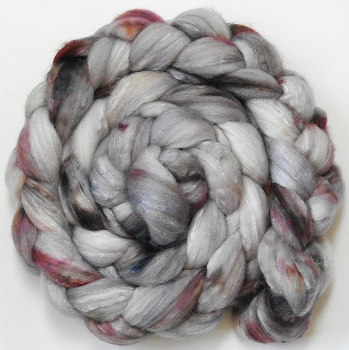 Pearly Gates (5.6 oz) - Batt in a Braid #5 - Merino/ Camel/ silk/ faux cashmere/ firestar (25/25/25/12/12)