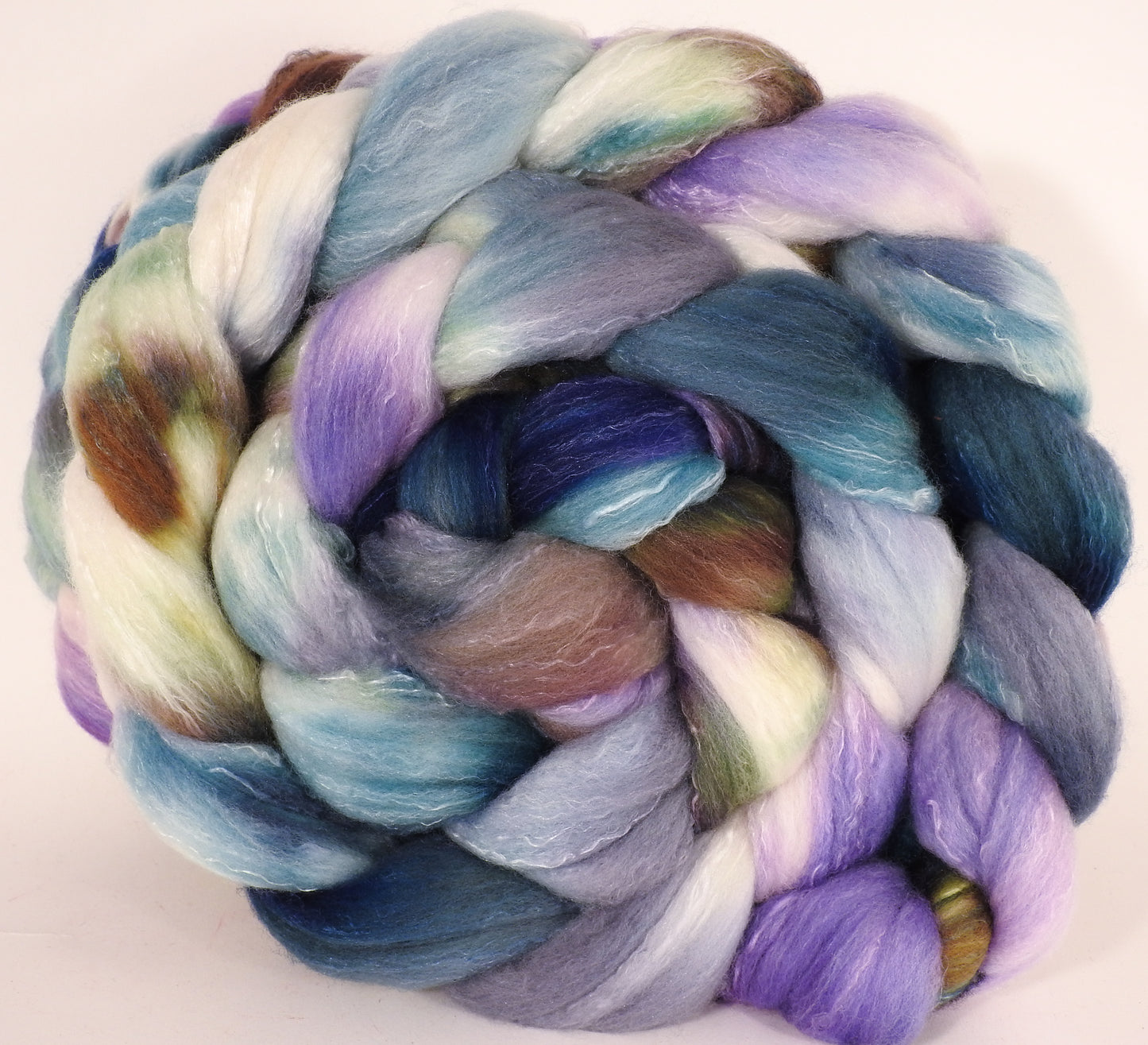 RESERVED for bluewillow - Hand dyed top for spinning -Oysters- (5.2 oz.x2) Organic Polwarth / Tussah silk (80/20) - Inglenook Fibers