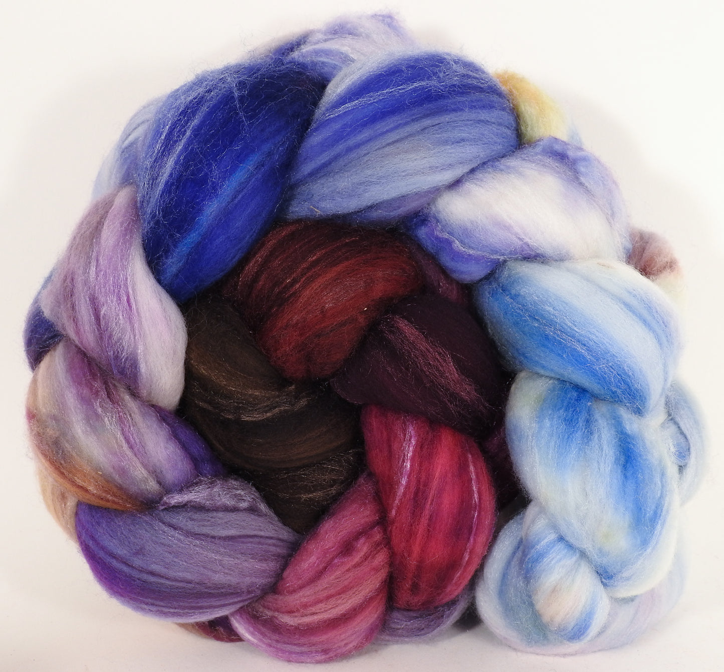 Batt in a Braid #35 - Provence - (5.1 oz.) Sw Merino (18.5 mic) /Merino (18.5 mic) / Tussah Silk (40/40/20) - Inglenook Fibers