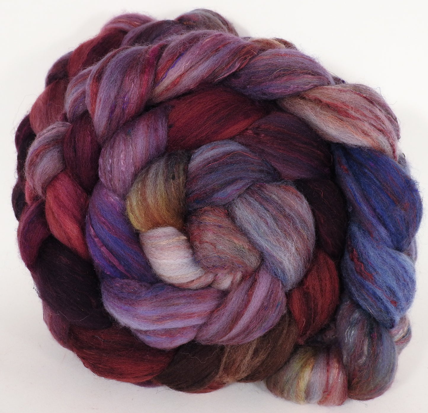 RESERVED for rachael - Batt in a Braid #39- Provence -(5 oz.) Falkland Merino/ Mulberry Silk / Sari Silk (50/25/25) - Inglenook Fibers