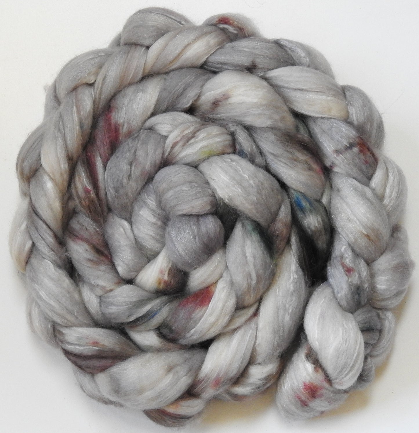 Pearly Gates (5.6 oz) - Batt in a Braid #5 - Merino/ Camel/ silk/ faux cashmere/ firestar (25/25/25/12/12)