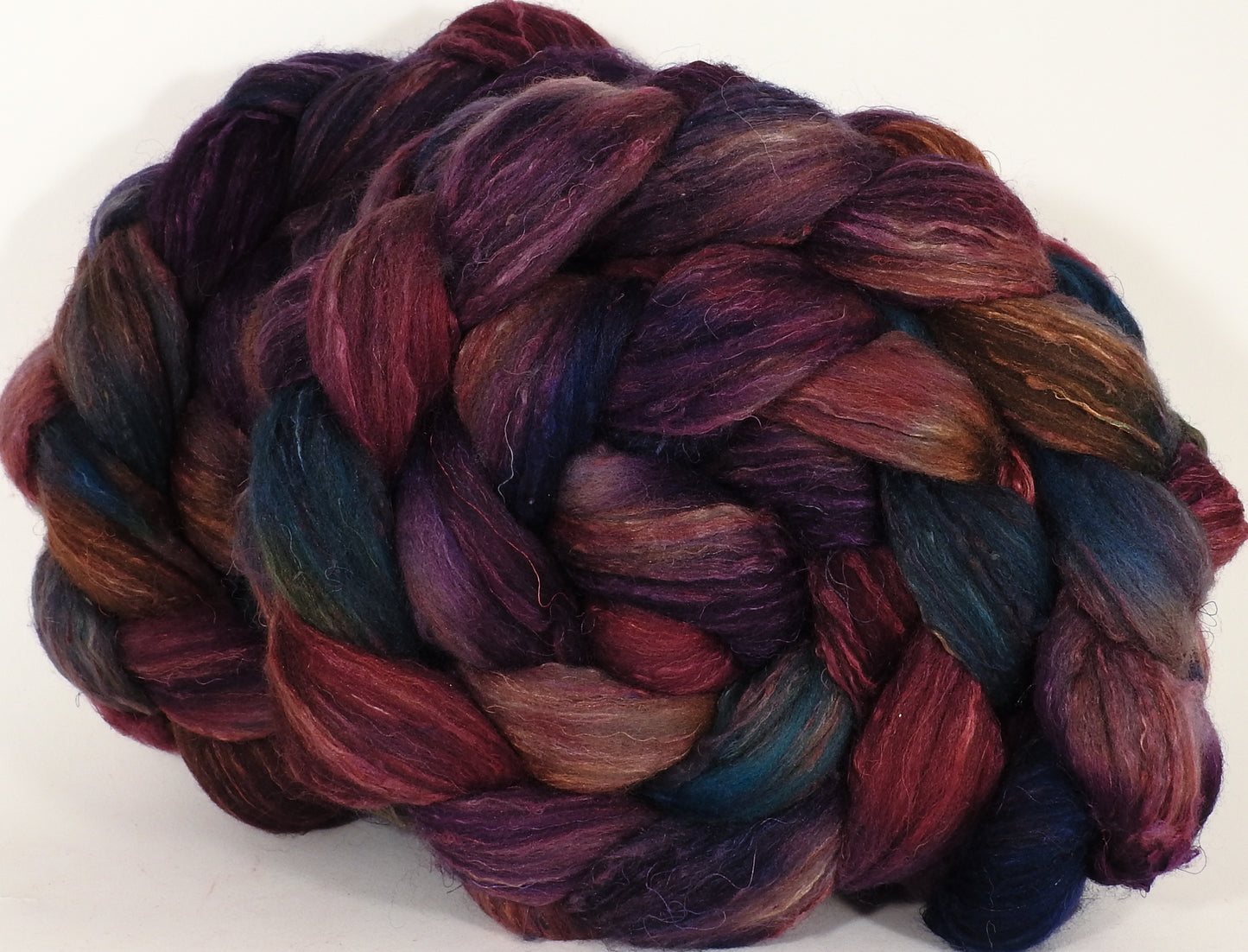 RESERVED for bluewillow - Batt in a Braid #39- SARI-#35 -(5 oz. x2) Falkland Merino/ Mulberry Silk / Sari Silk (50/25/25) - Inglenook Fibers