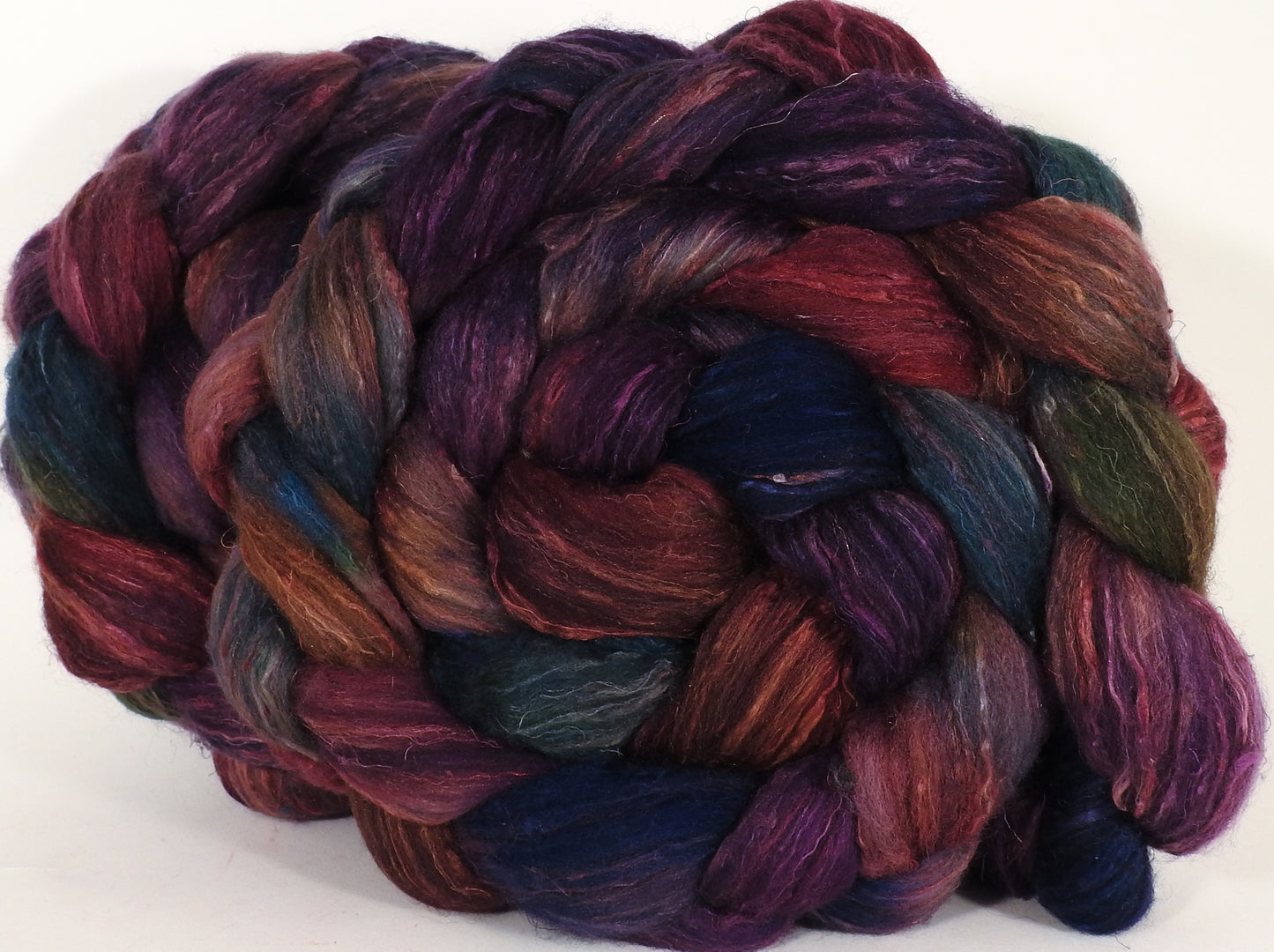 RESERVED for bluewillow - Batt in a Braid #39- SARI-#35 -(5 oz. x2) Falkland Merino/ Mulberry Silk / Sari Silk (50/25/25) - Inglenook Fibers