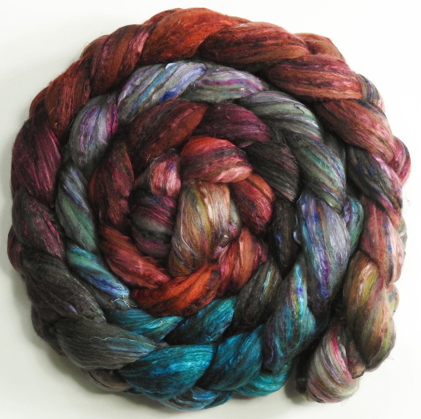 Back Bay (5.7 oz) - Batt in a Braid #39 - Falkland Merino/ Mulberry Silk / Sari Silk (50/25/25)