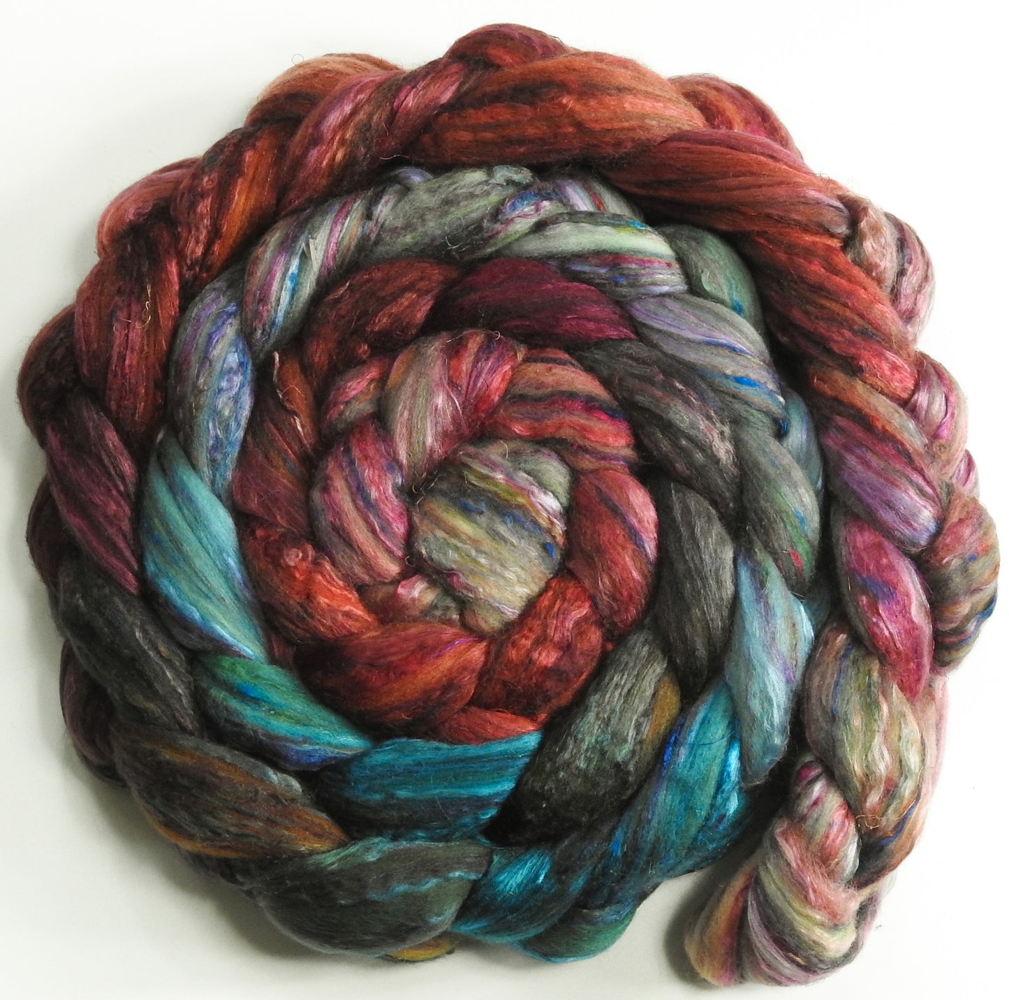 Back Bay (5.7 oz) - Batt in a Braid #39 - Falkland Merino/ Mulberry Silk / Sari Silk (50/25/25)