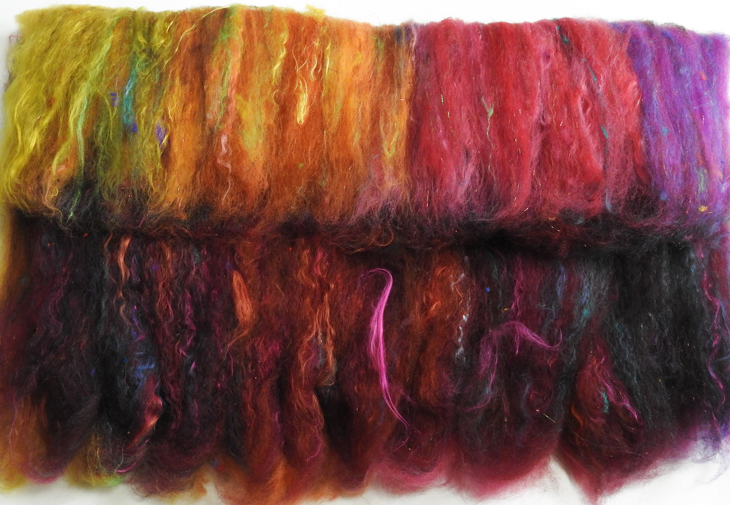 Sparkle Roly-Poly Batts - Glossy Ibis (3.9 oz) - 30% Bond Fleece ; merino, polwarth, silk, bamboo, silk noil, ANGELINA