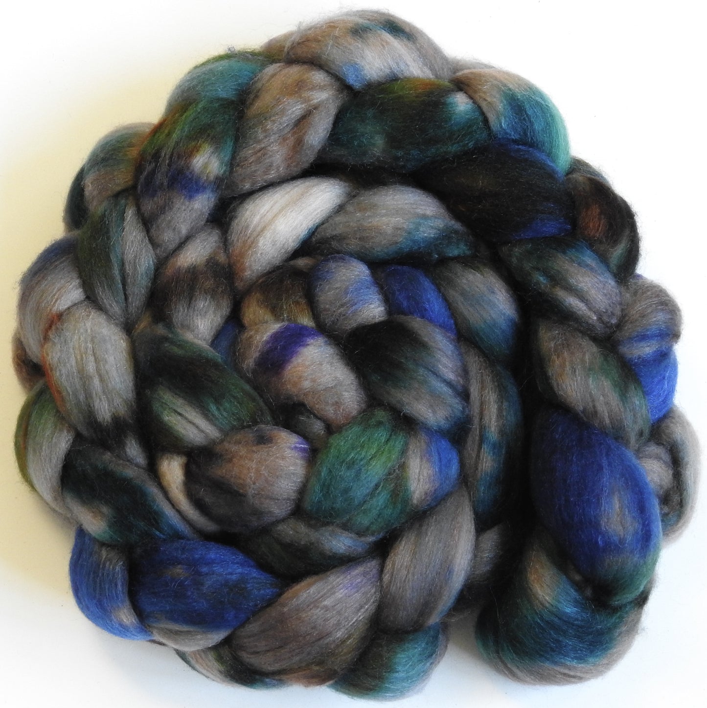 Typhoon (5.5 oz) - Batt in a Braid #61 - Ultrafine Merino (14 micron)/ Tussah silk/ Cashmere (60/25/15)