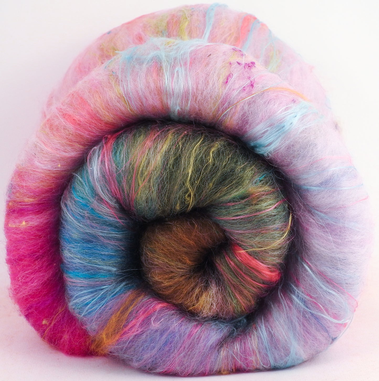 Beach Roses (3.75 oz.)- Roly-Poly Batts- 30% Nash Island fleece, merino, silk, polwarth, bamboo, silk noil