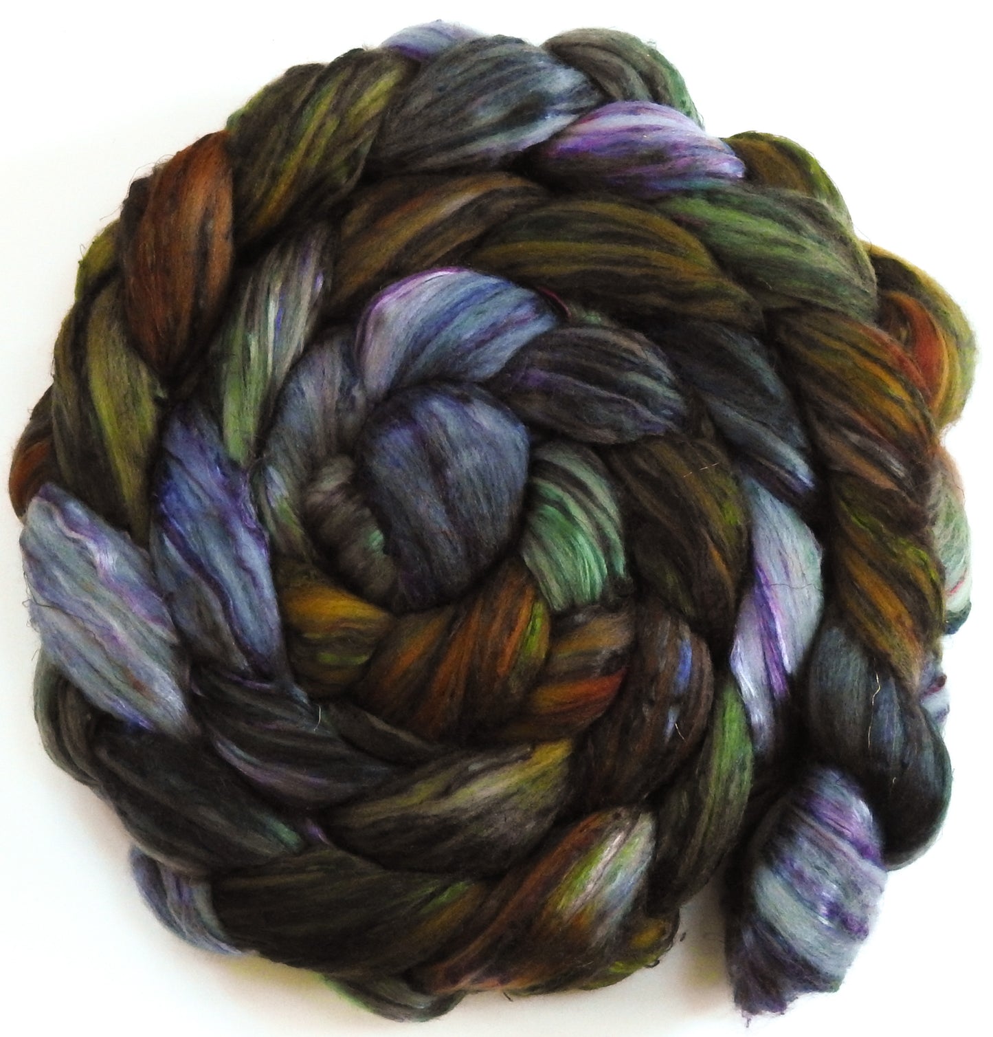 Treehouse (5.8 oz) - Batt in a Braid #39 - Falkland Merino/ Mulberry Silk / Sari Silk (50/25/25)