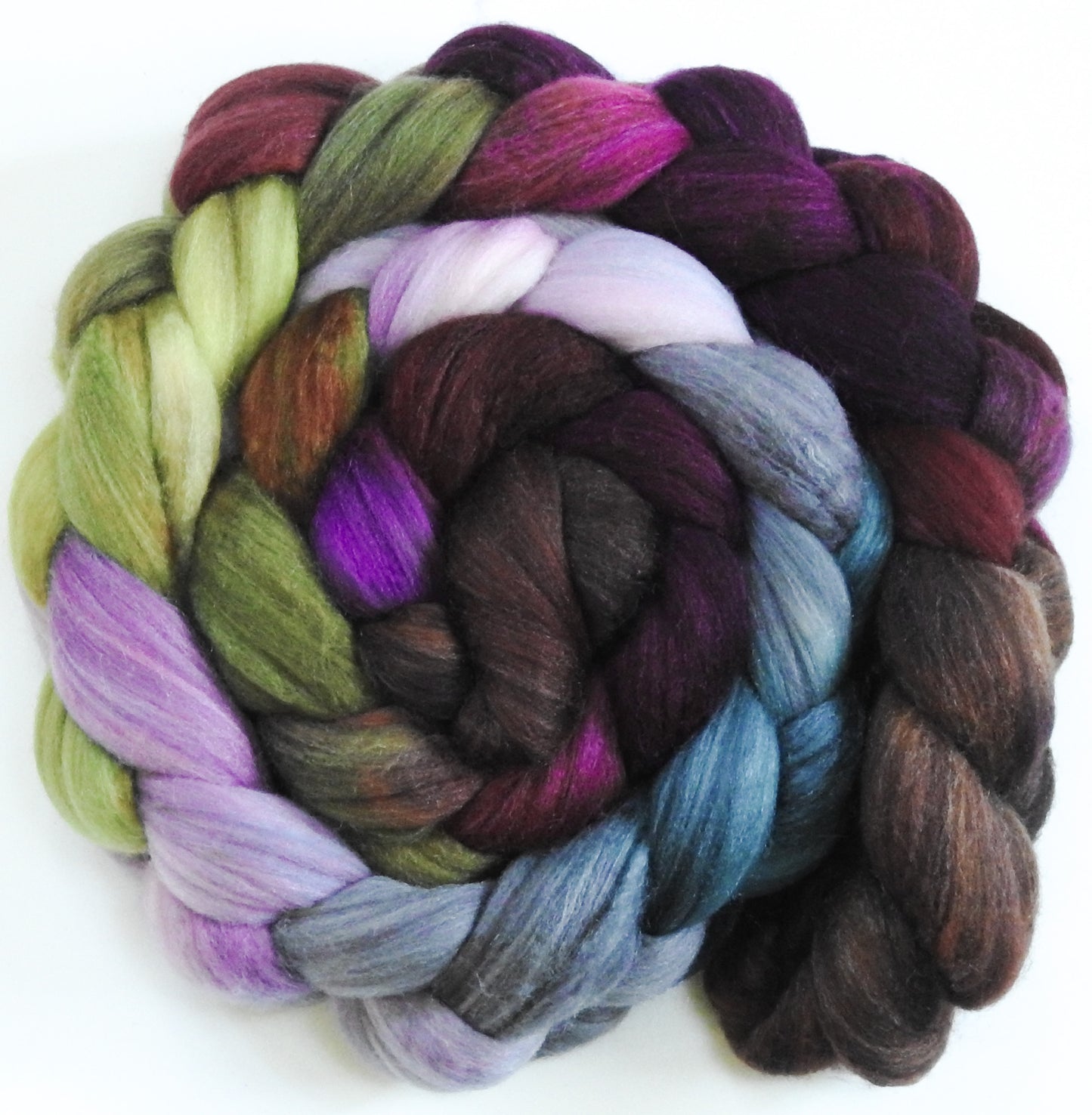 Beauty & the Beast (5.7 oz.)- Batt in a Braid #35 - Sw Merino (18.5 mic) /Merino (18.5 mic) / Tussah Silk (40/40/20)