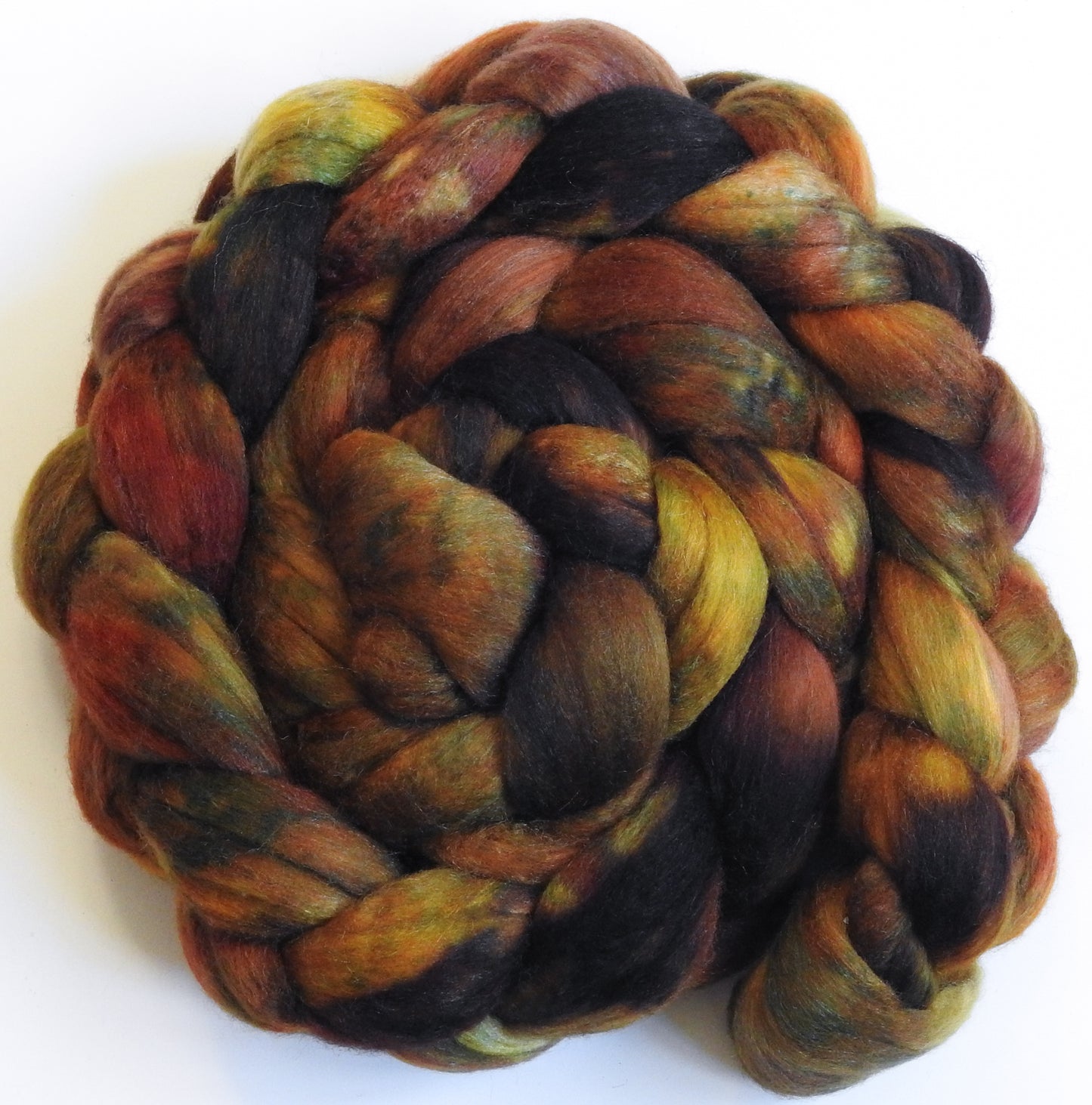 Rustle (5.5 oz) - Batt in a Braid #61 - Ultrafine Merino (14 micron)/ Tussah silk/ Cashmere (60/25/15)