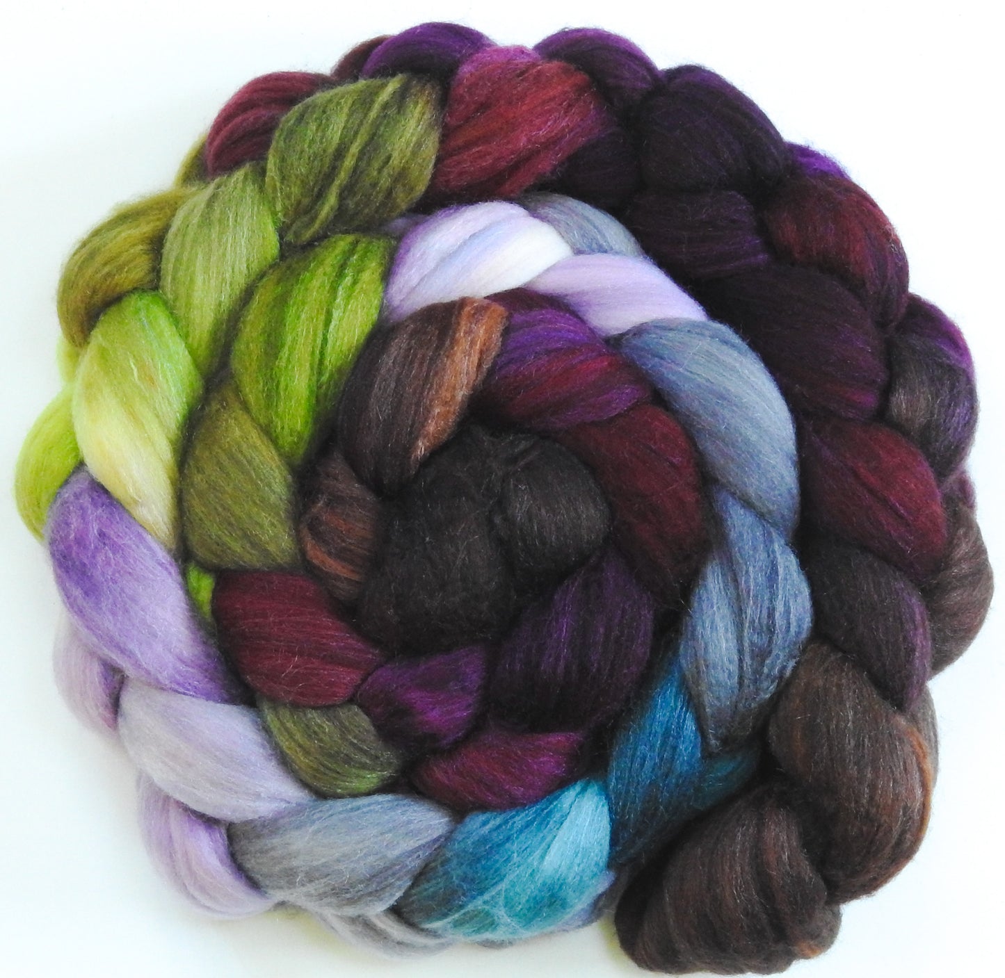 Beauty & the Beast (5.7 oz.)- Batt in a Braid #35 - Sw Merino (18.5 mic) /Merino (18.5 mic) / Tussah Silk (40/40/20)