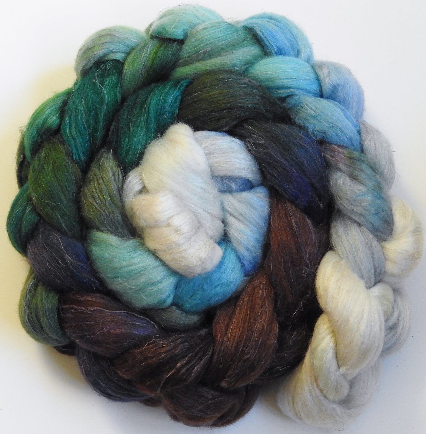 Sleigh Ride - Batt in a Braid #3 - Polwarth/ Tussah Silk/ Flax (40/40/20)