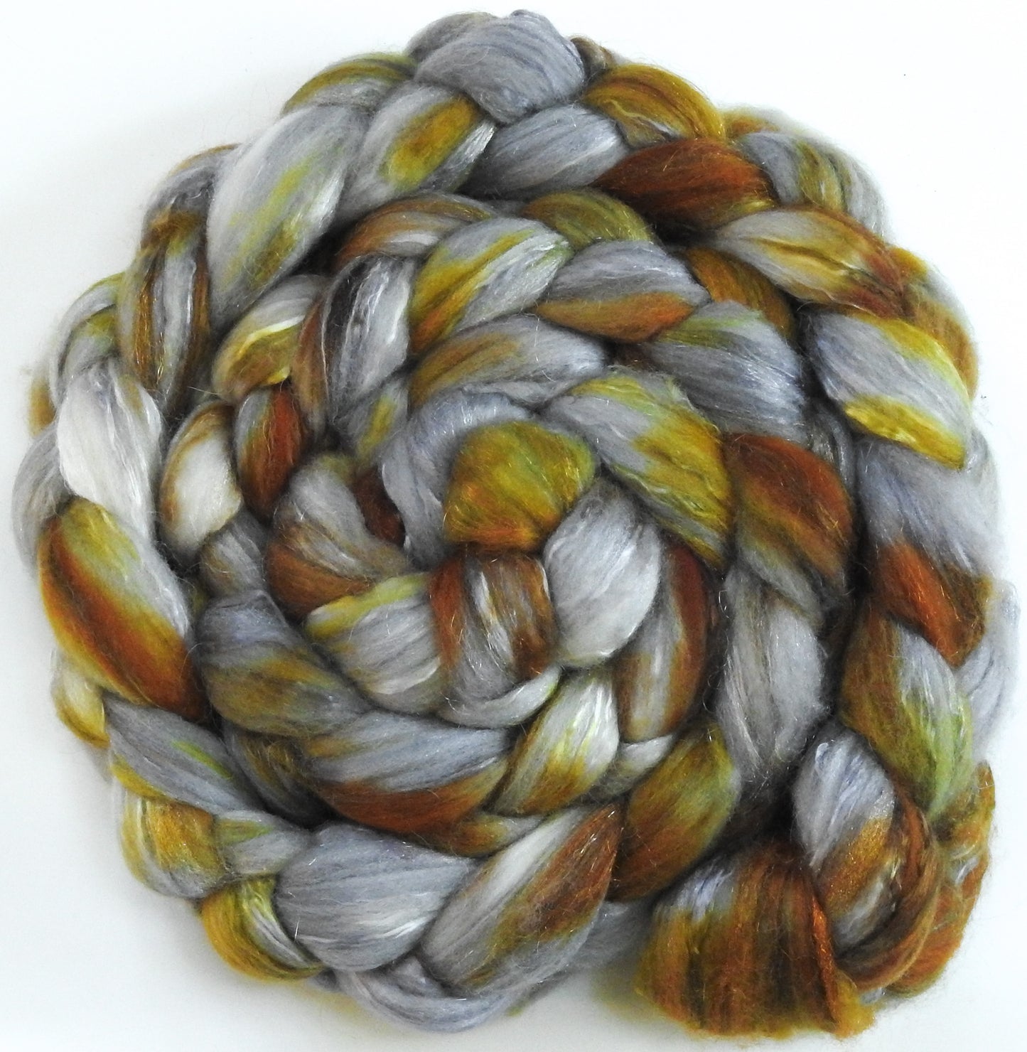 Metallurgy (5.8 oz) - Glazed Solid - Batt in a Braid #5 - Merino/ Camel/ silk/ faux cashmere/ firestar (25/25/25/12/12)