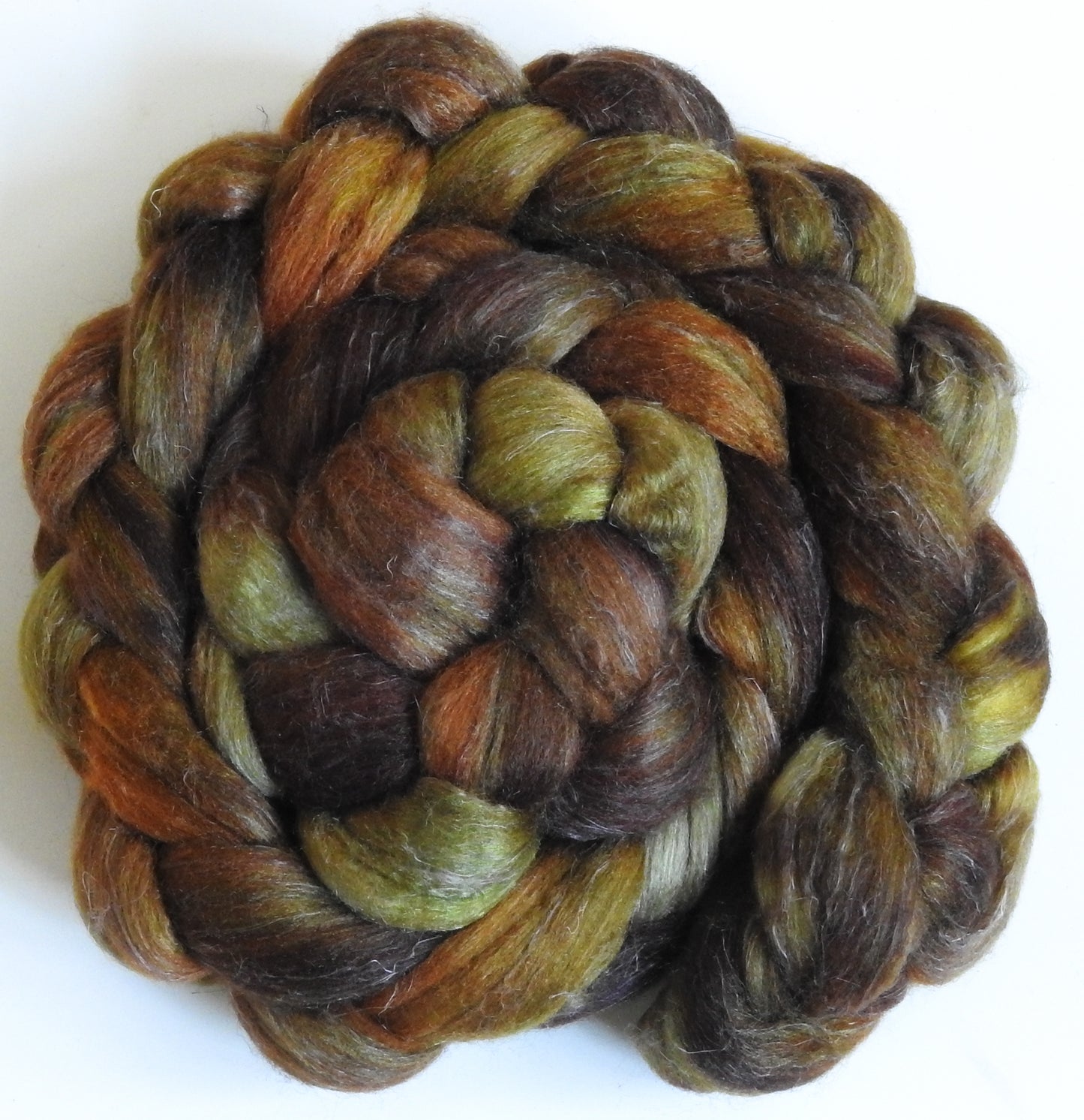 Rustle (5.6 oz)- Batt in a Braid #3 - Polwarth/ Tussah Silk/ Flax (40/40/20)