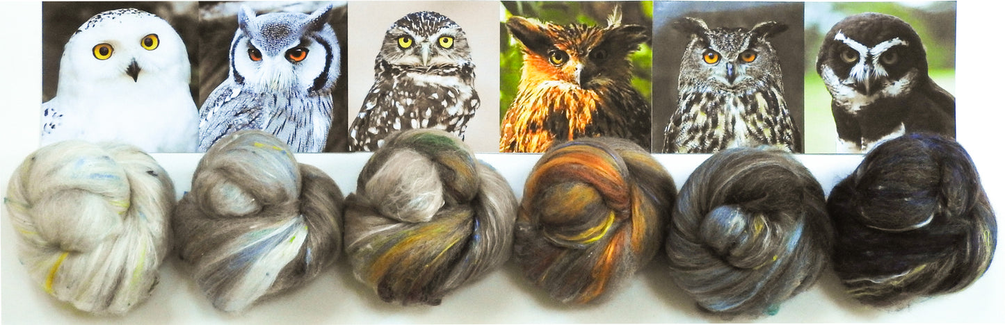 Non-sparkle Sticklebatts - Parliament of Owls (4.4 oz) - 35% X and Corriedale/Romney Fleeces; merino, silk, bamboo, silk noil