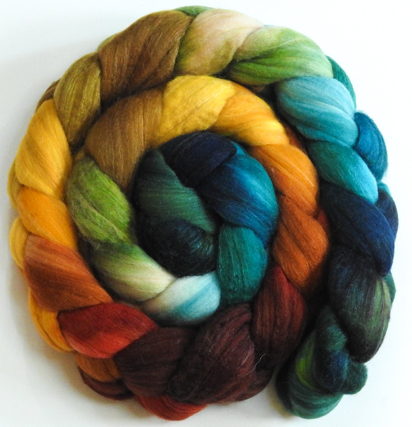 Harvest Moon (5.8 oz.)-Batt in a Braid #35 - Sw Merino (18.5 mic) /Merino (18.5 mic) / Tussah Silk (40/40/20)