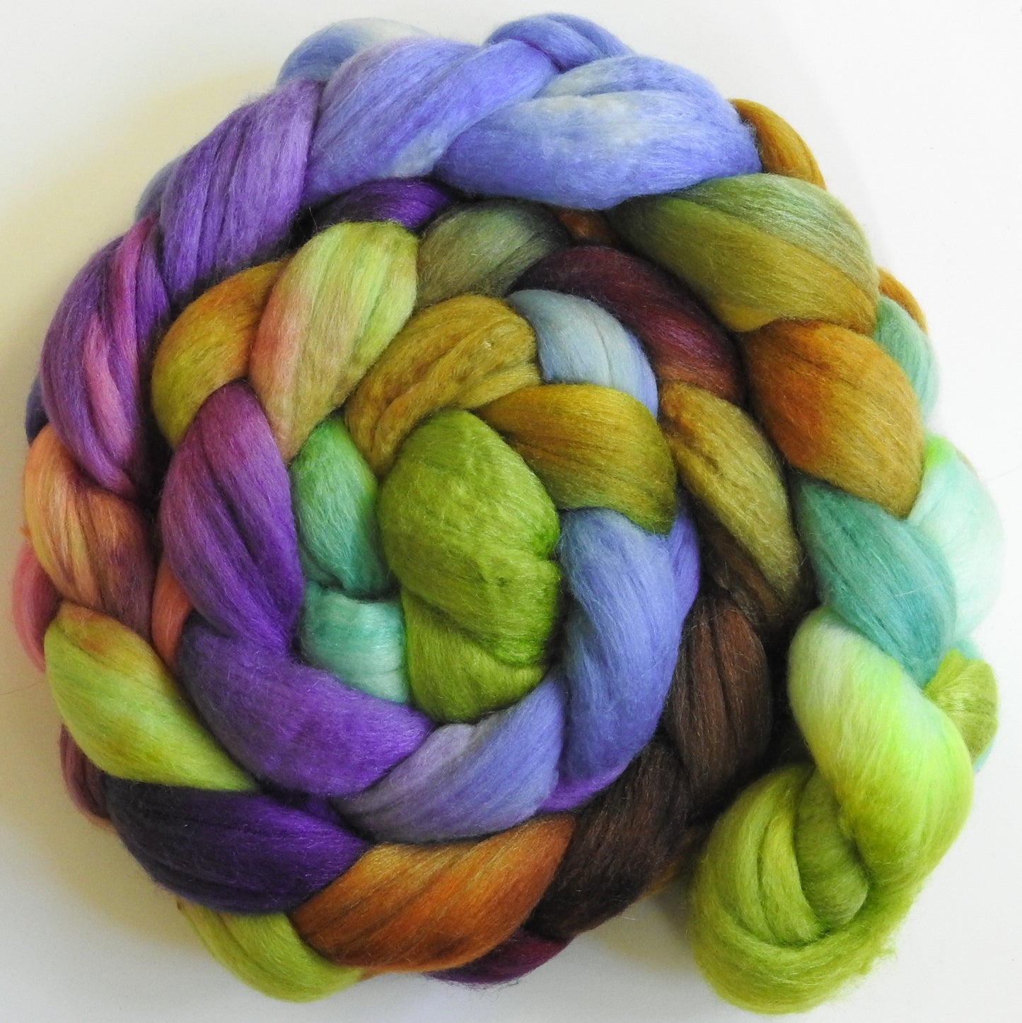 Glass Ornaments (5.4 oz) - Batt in a Braid #61 - Ultrafine Merino (14 micron)/ Tussah silk/ Cashmere (60/25/15)