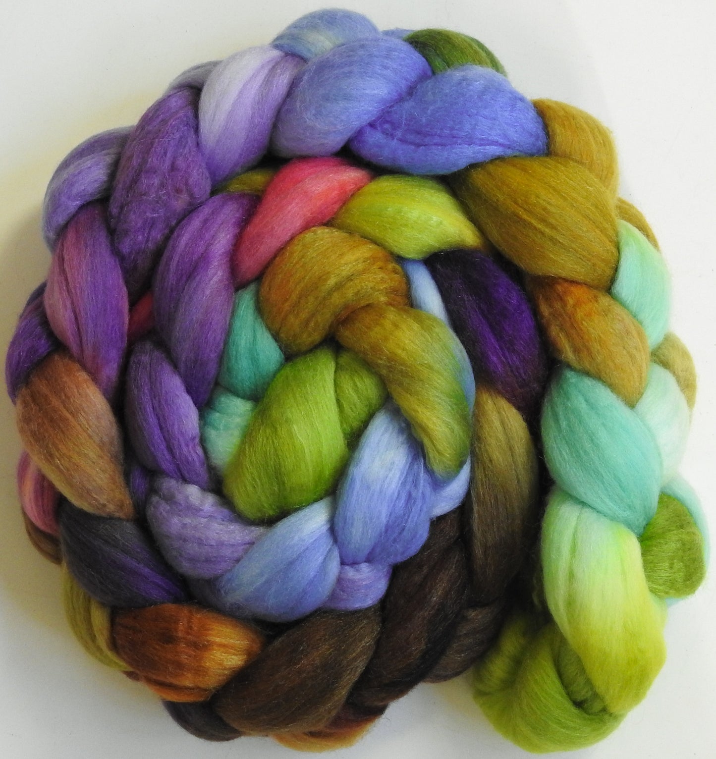 Glass Ornaments (5.4 oz) - Batt in a Braid #61 - Ultrafine Merino (14 micron)/ Tussah silk/ Cashmere (60/25/15)