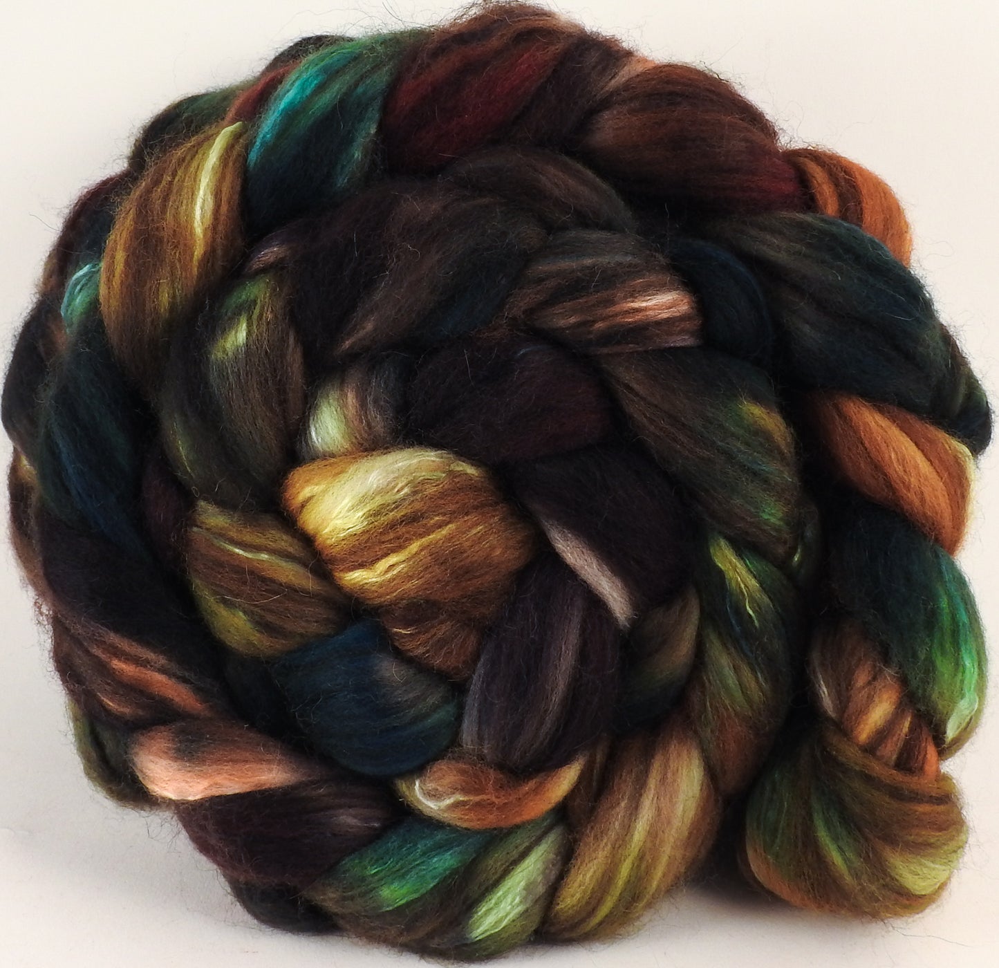 RESERVED for BlueWillow - Hand dyed top for spinning - Trilobite - (5.1 oz) 18.5 mic merino/ camel/ brown alpaca/ mulberry silk/ (40/20/20/20) - Inglenook Fibers