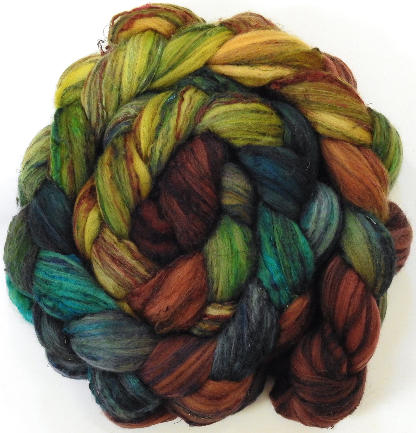 Douglas Fir (5.7 oz)-Batt in a Braid #39 - Merino/ Mulberry Silk / Sari Silk (50/25/25)