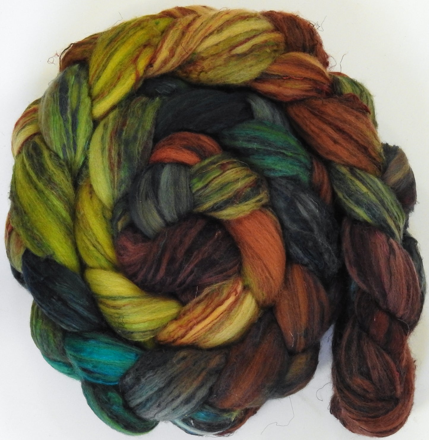 Douglas Fir (5.7 oz)-Batt in a Braid #39 - Merino/ Mulberry Silk / Sari Silk (50/25/25)