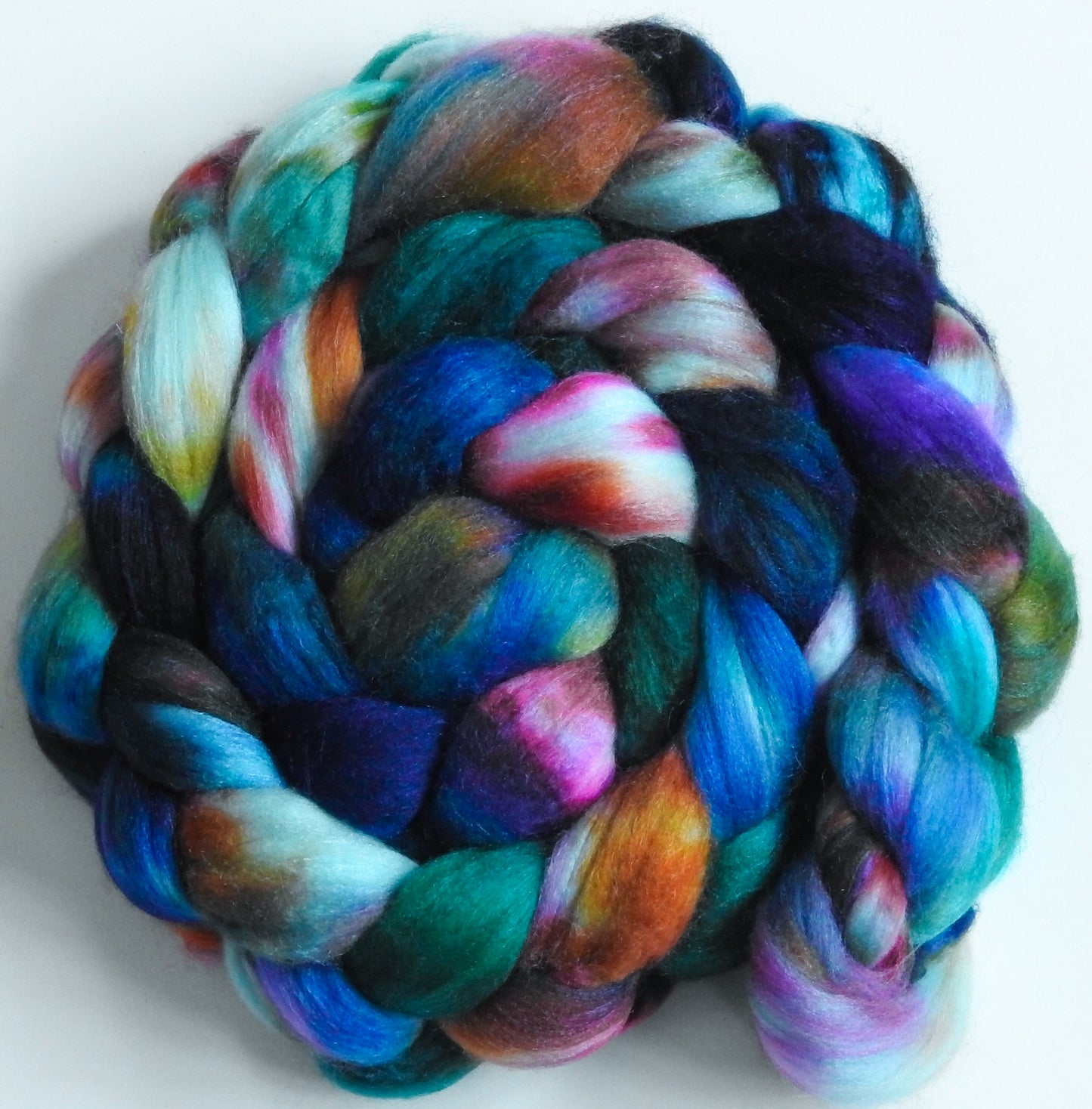 Birds of a Feather -Batt in a Braid #61 - Ultrafine Merino (14 micron)/ Tussah silk/ Cashmere (60/25/15)