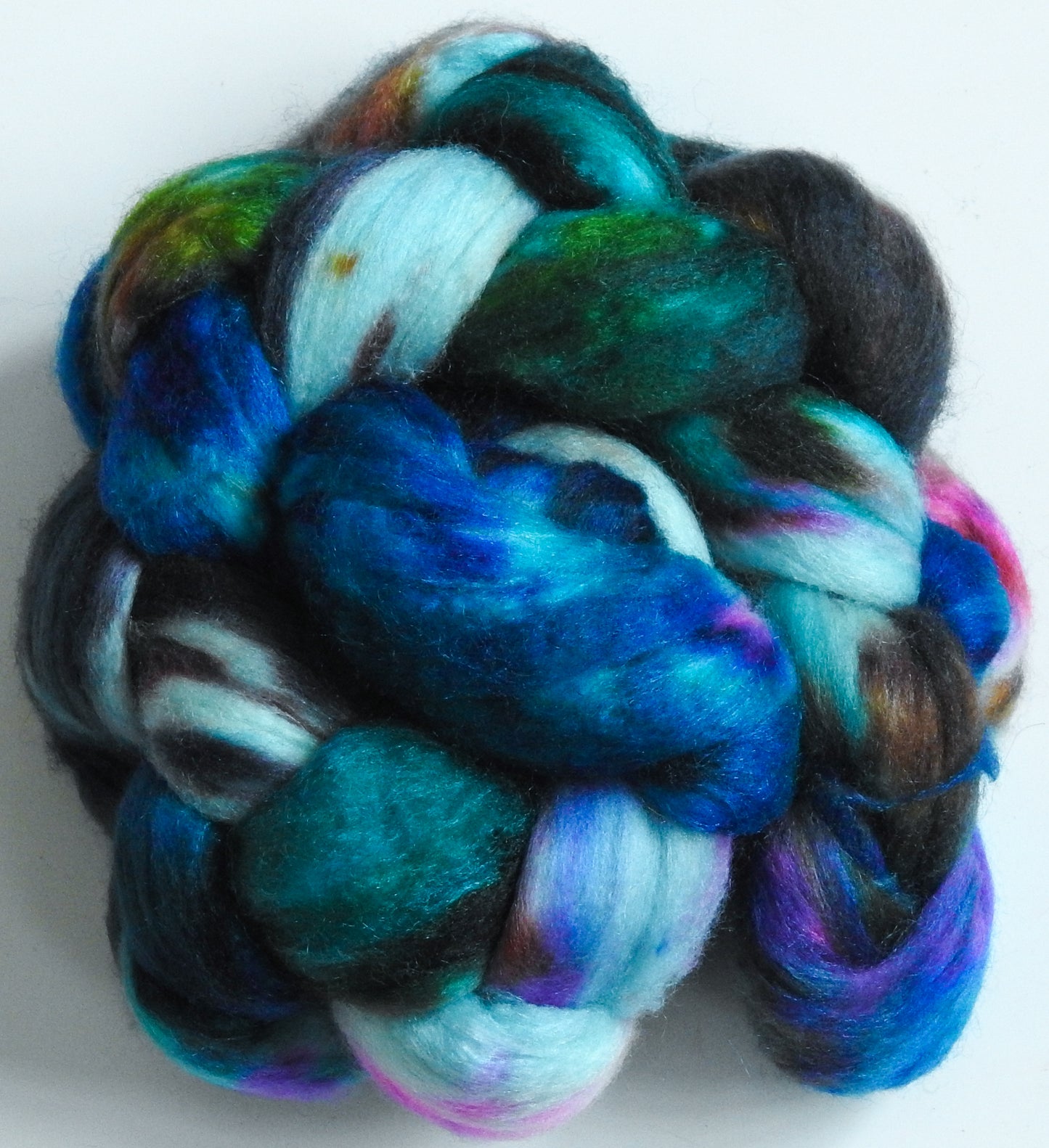 Birds of a Feather -Batt in a Braid #61 - Ultrafine Merino (14 micron)/ Tussah silk/ Cashmere (60/25/15)